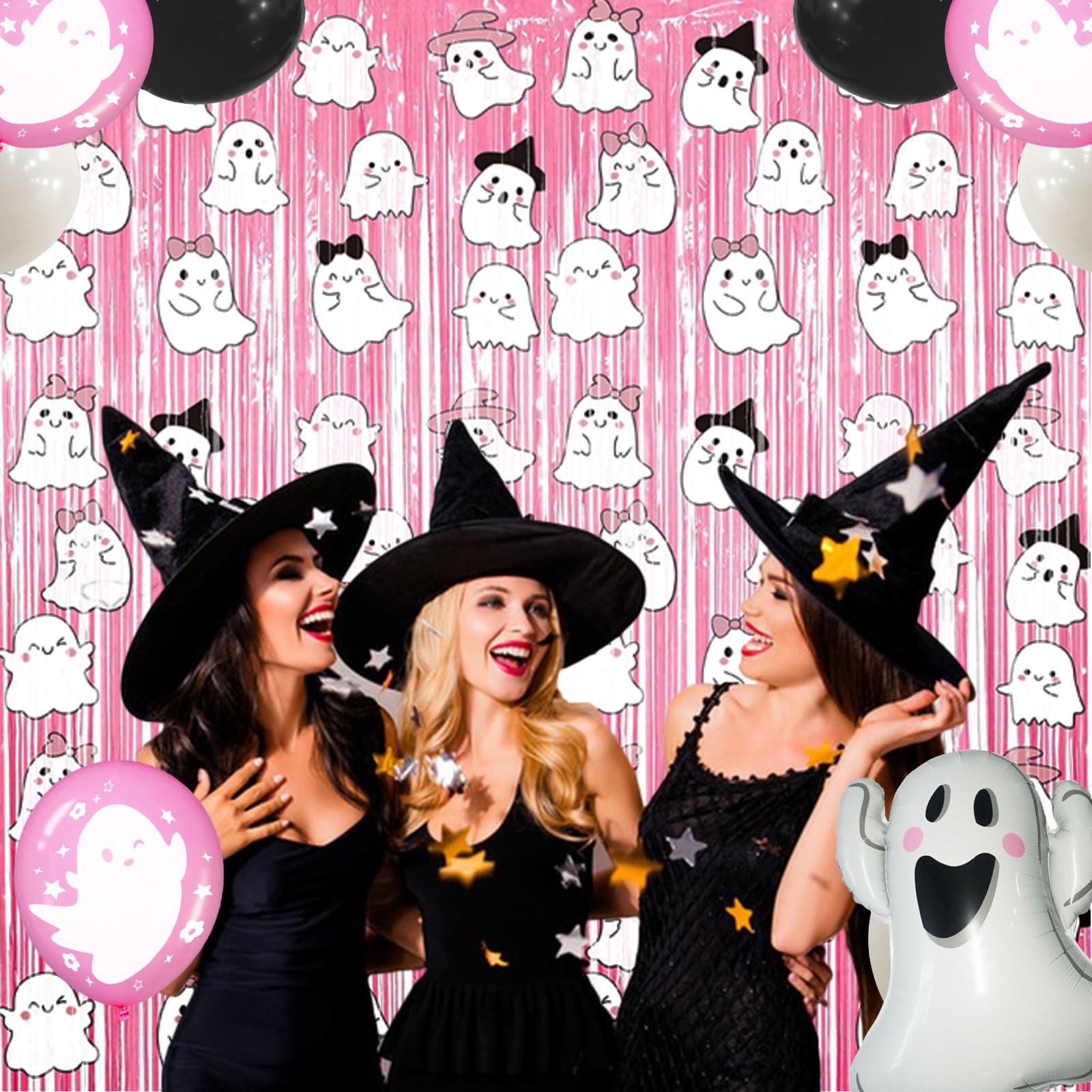 Pink Halloween Backdrop & Curtains - Birthday Party Decorations & Photo Booth Supplies