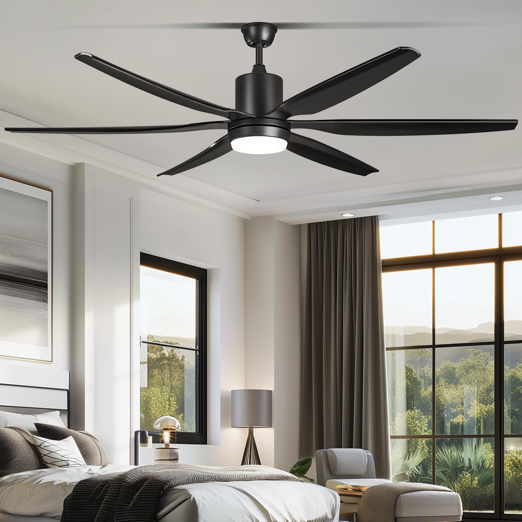 DWVO 66 inch Ceiling Fan with Lights, Smart Ceiling Fan with App/Remote Control, 3CCT Lighting, 6-Speed, Reversible Quiet DC Mot