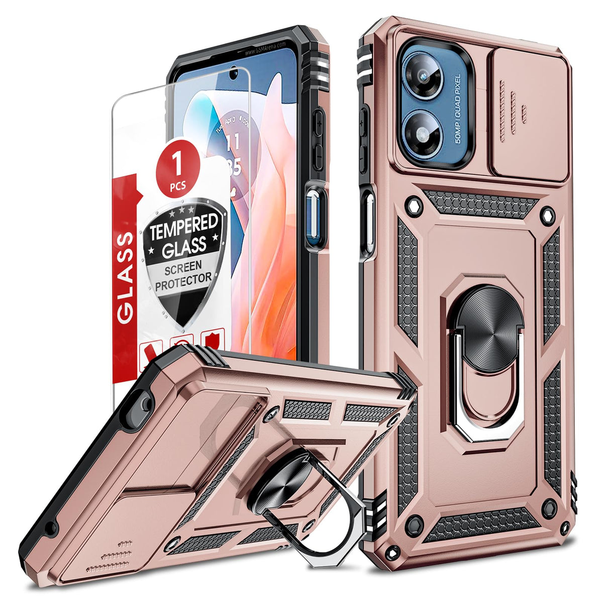Leyi For Motorola G Play 4G Case, Moto G Play 4G Phone Case 2024 With Slide Camera Cover And Screen Protector, [Military Grade]