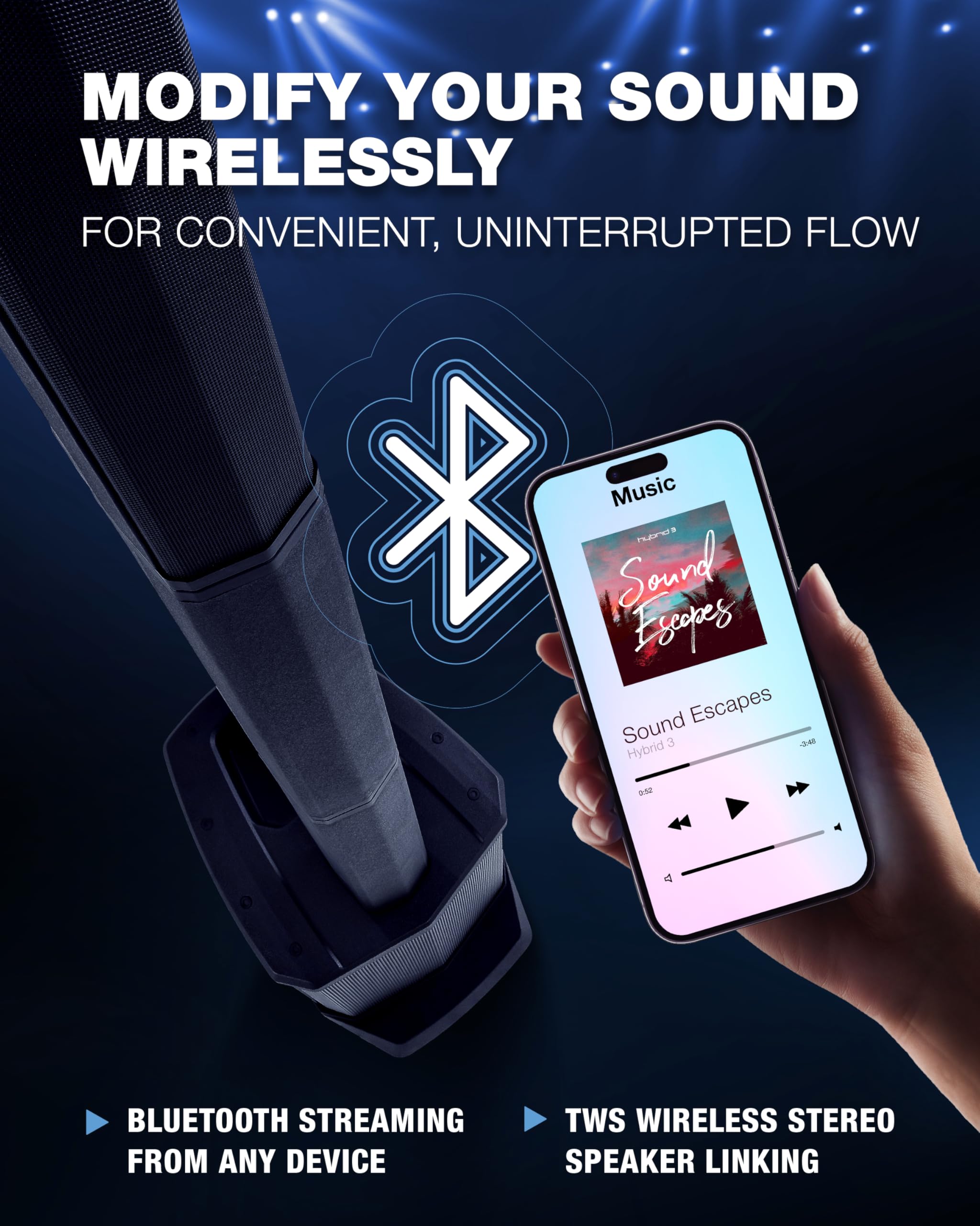 Alto Ts108C 600W Powered Column Array Pa Speaker System With 3-Channel Digital Mixer, Bluetooth And App Control For Solo Musicia