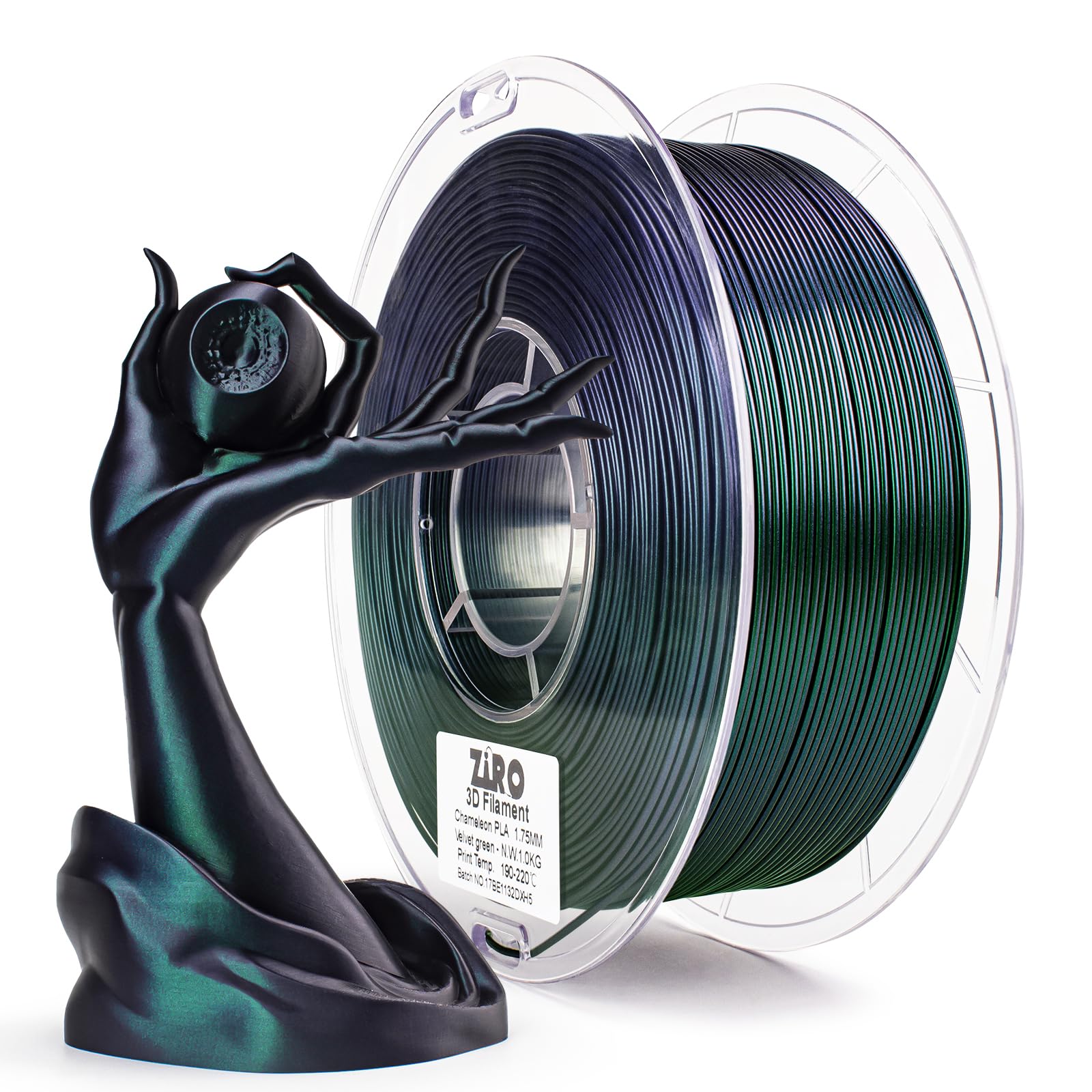 ZIRO Chameleon Series Filament, 3D Printer Filament 1.75mm, Shiny Sparkle PLA with Glitter, Super Twinkling Effect Material 1kg/