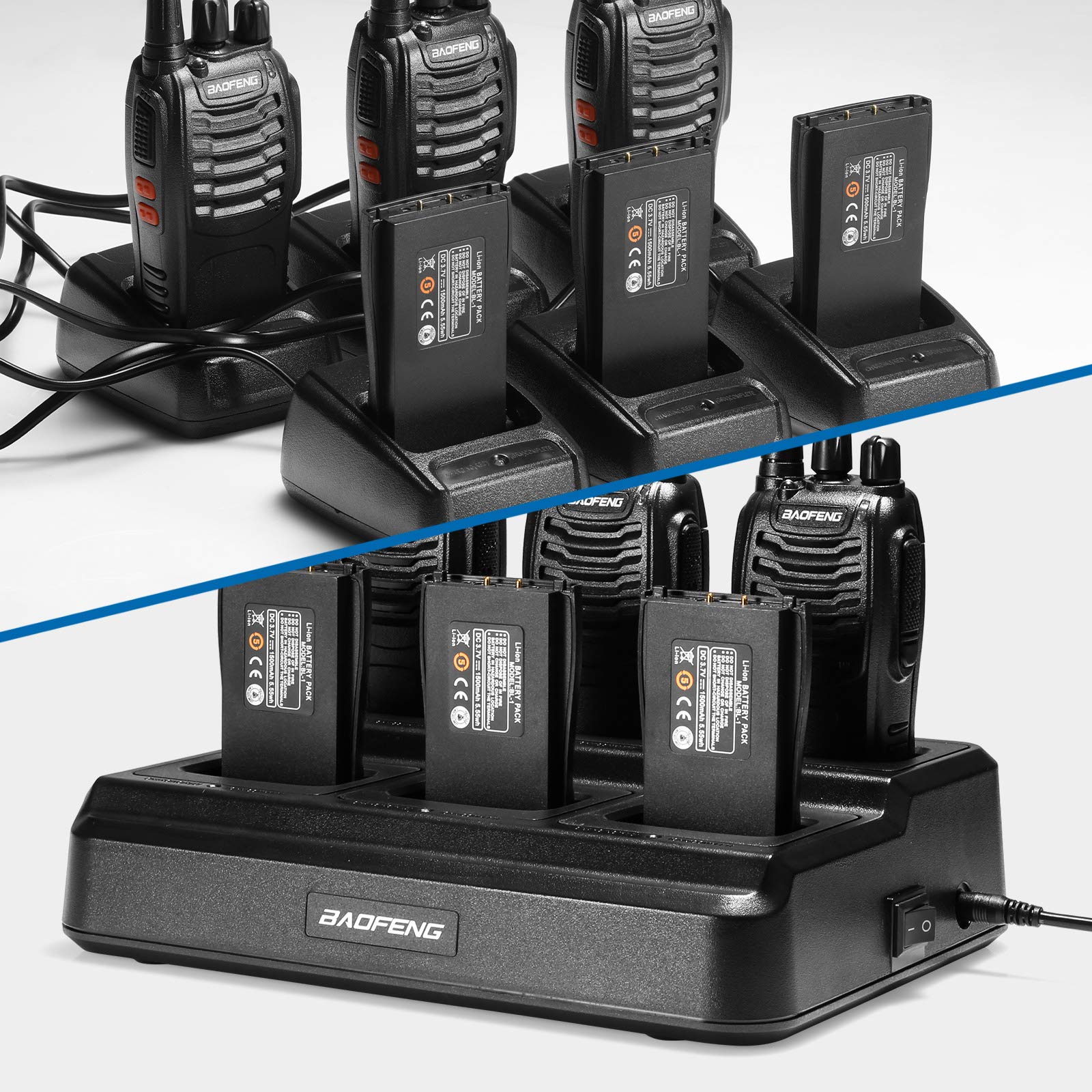 Baofeng Bf-888S Six-Way Charger Multi Unit Charger Base For Bf-888S H-777 Bf-88St Walkie Talkie And Battery, 1Pack