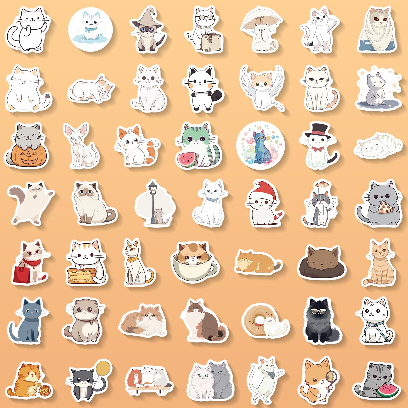 102 Pcs Cat Stickers,Cute Cat Stickers Animal Stickers For Adults,Unique Designed Cartoon Vinyl Waterproof Aesthetic Funny Cat Stickers For Water Bottles Laptop Computer Skateboard