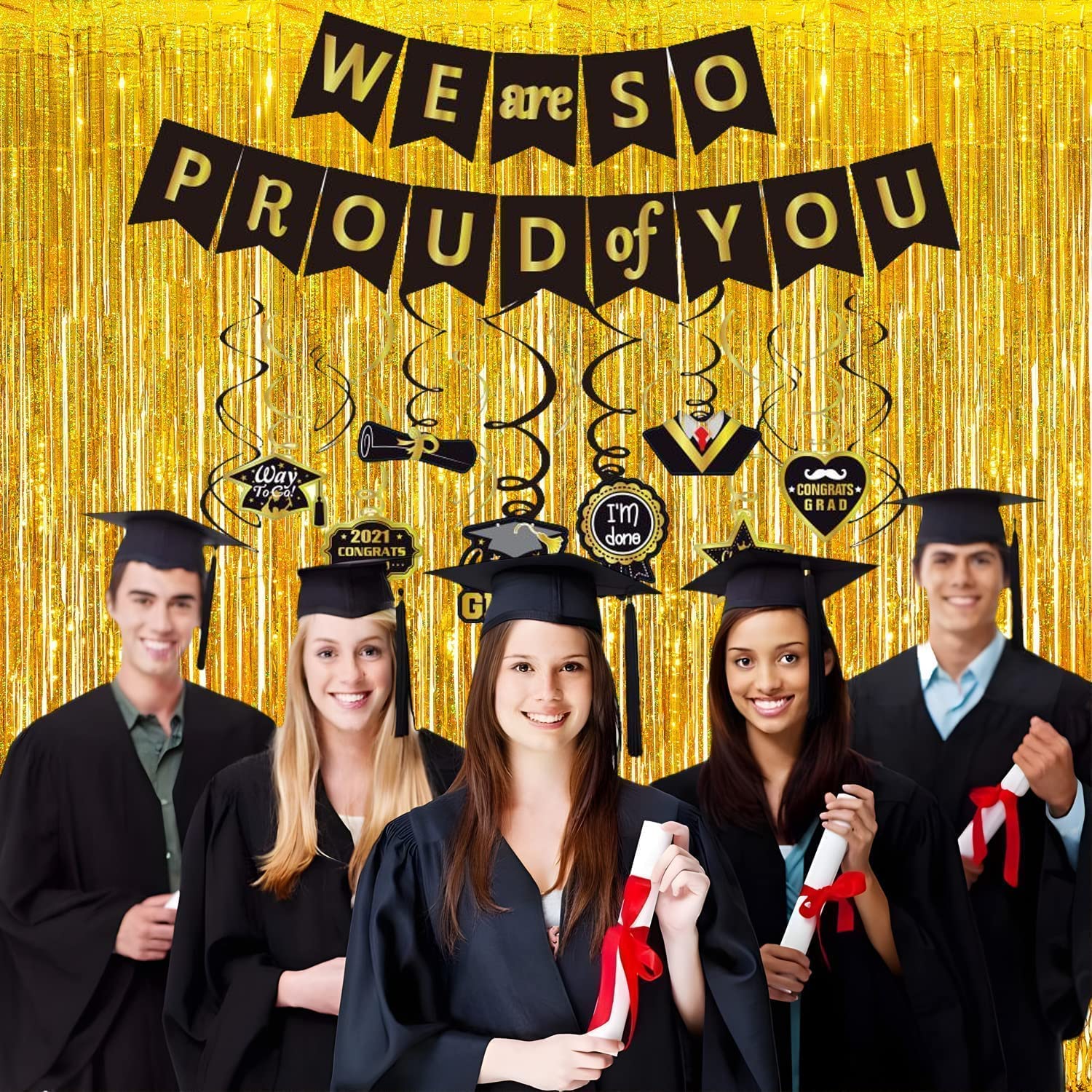 Braveshine Gold Tinsel Foil Fringe Curtains   2Pcs 3.2X8.2Ft Holidays Photo Backdrop For Men 60Th Birthdays/Bridal Wedding/Engag