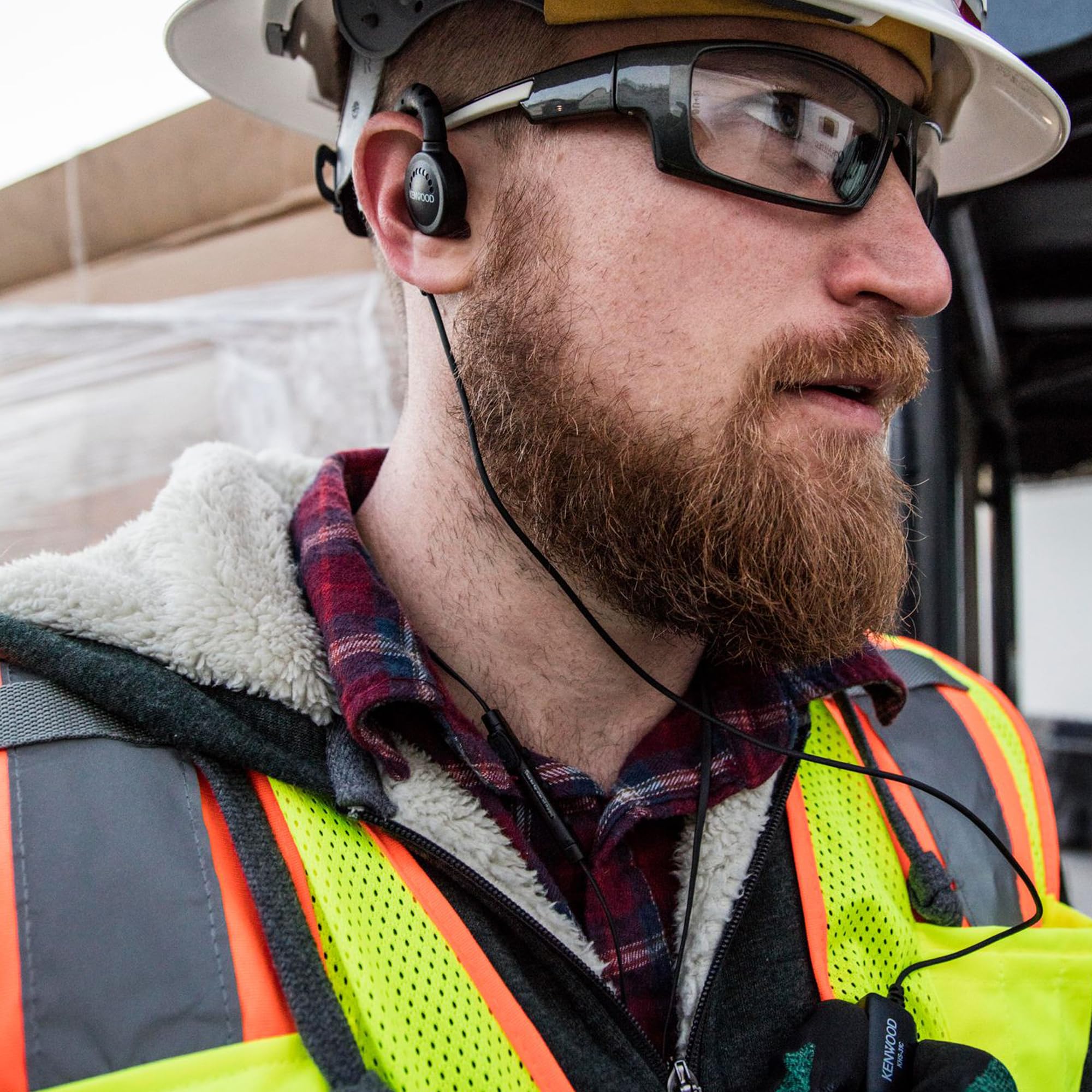 Kenwood Khs 31C C Ring Earbud Hanger With Ptt And Clip Microphone | Compatible With Kenwood Radios Only