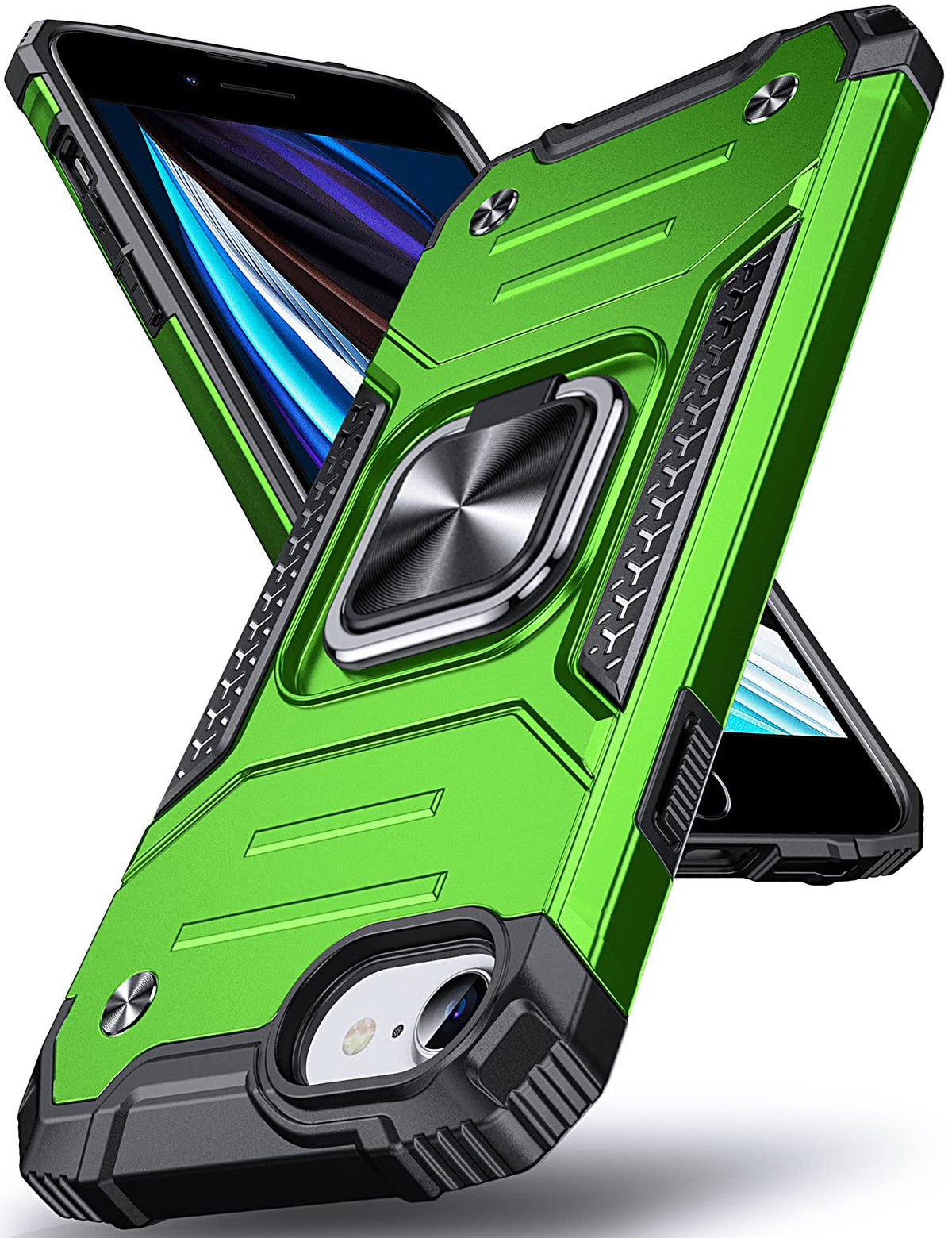 Anqrp Designed For Iphone Se 2022 Case, Military Grade Protective Phone Case Cover With Rotatable Metal Ring Kickstand [Support