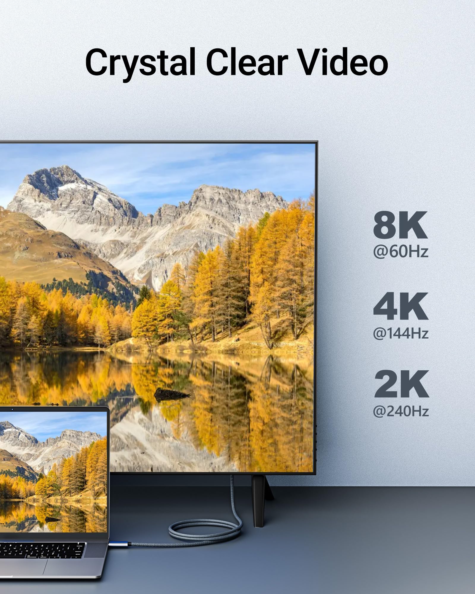 Agfinest Usb C To Displayport 1.4 Cable 3.3Ft (Support 8K@60Hz, 4K@144Hz, 2K@240Hz) Thunderbolt 3/4 To Dp Cord Compatible With M