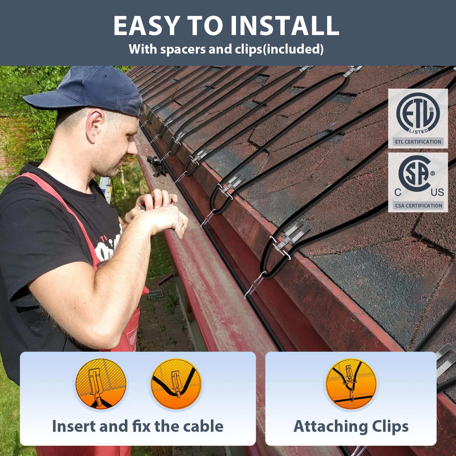 Heatit Hird 120 Feet 5 Watts Per Foot Roof & Gutter Snow De Icing Cable