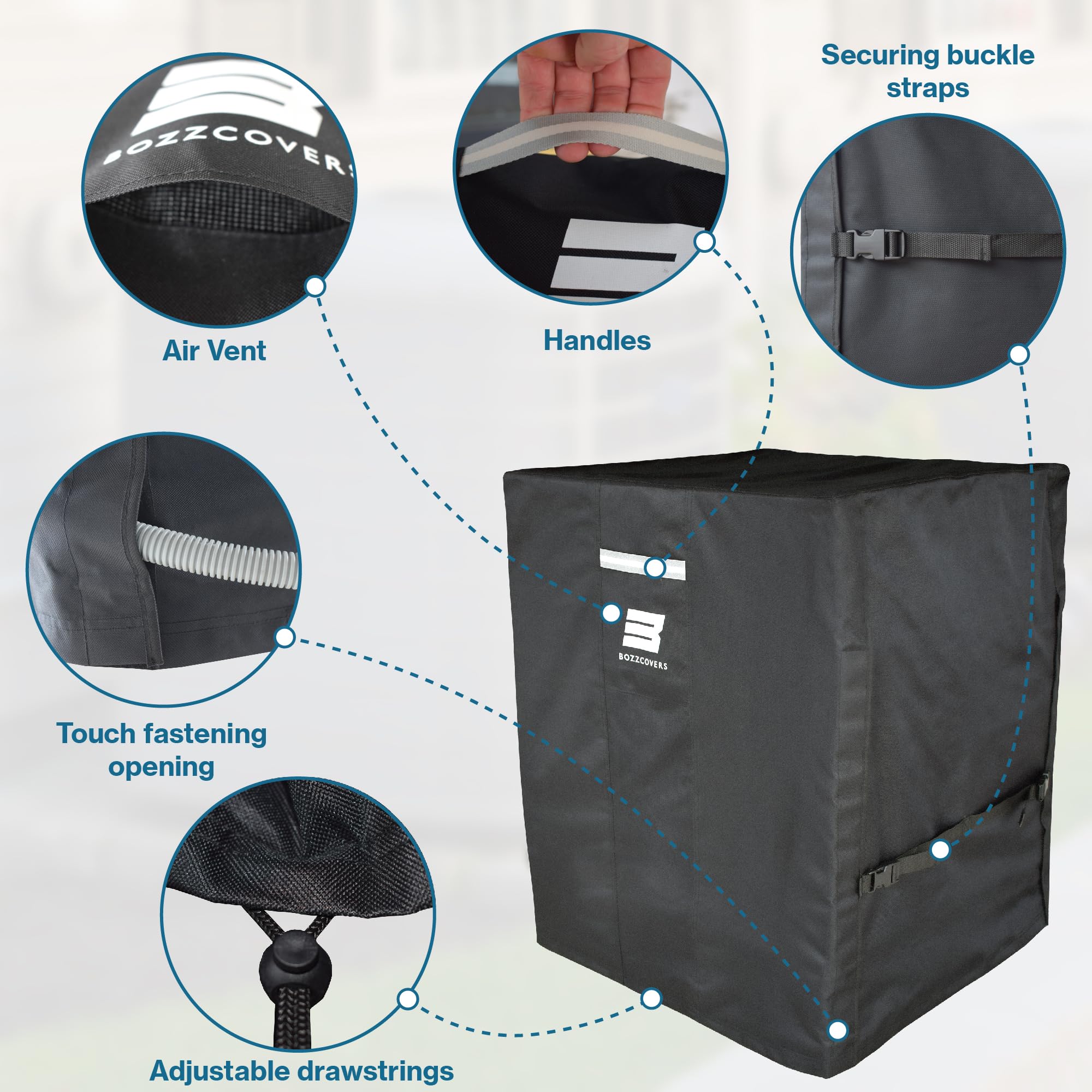 Air Conditioner Cover For Outside Units   38   L X 38   W X 40   H Inch, Heavy Duty 600D Tear Resistant Material, Weatherproof A