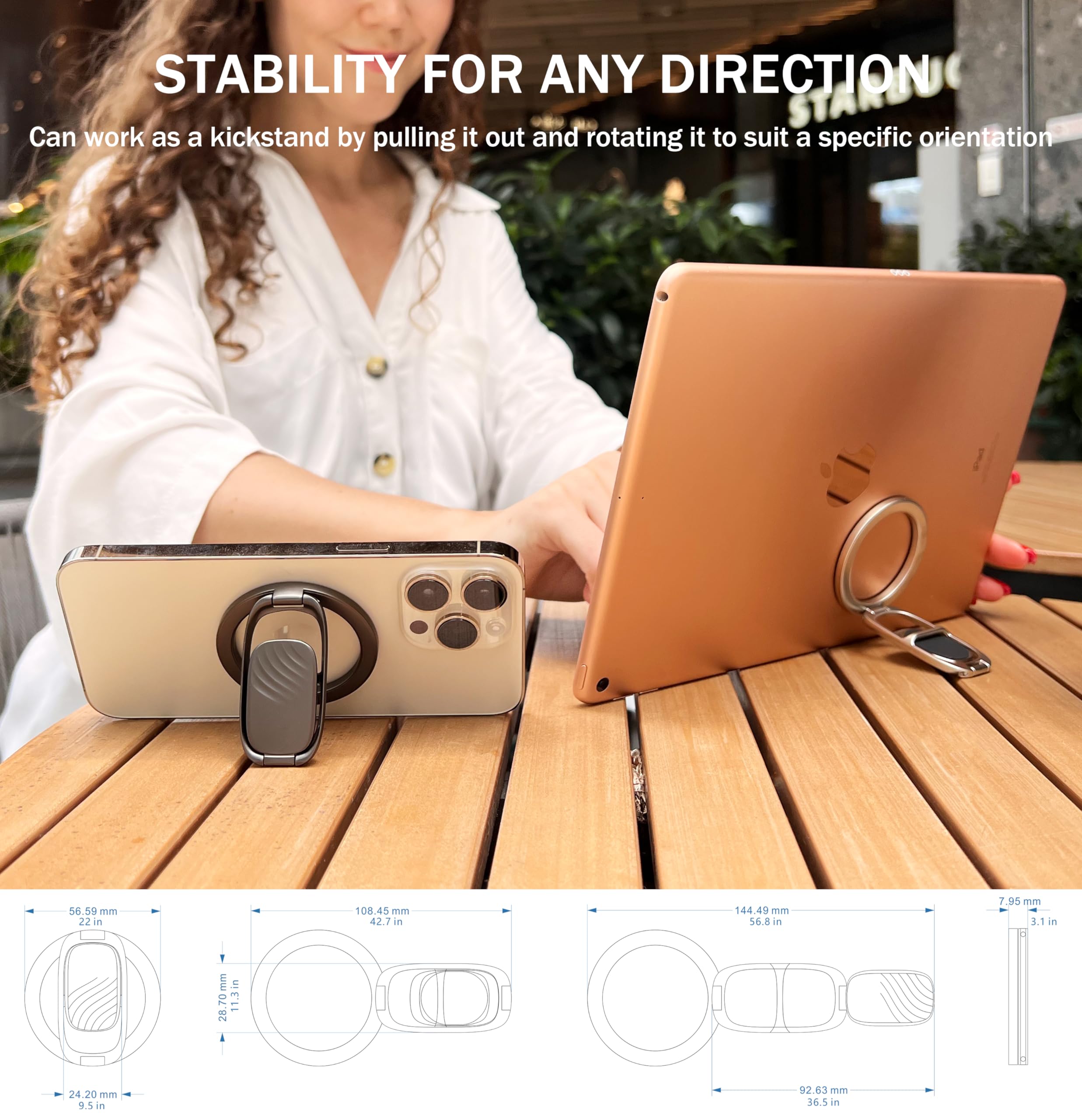 Allengel For Magsafe Phone Ring Grip Holder, Magnetic Adjustable Finger Kickstand, Compatible With Magsafe Phone Grip For Iphone