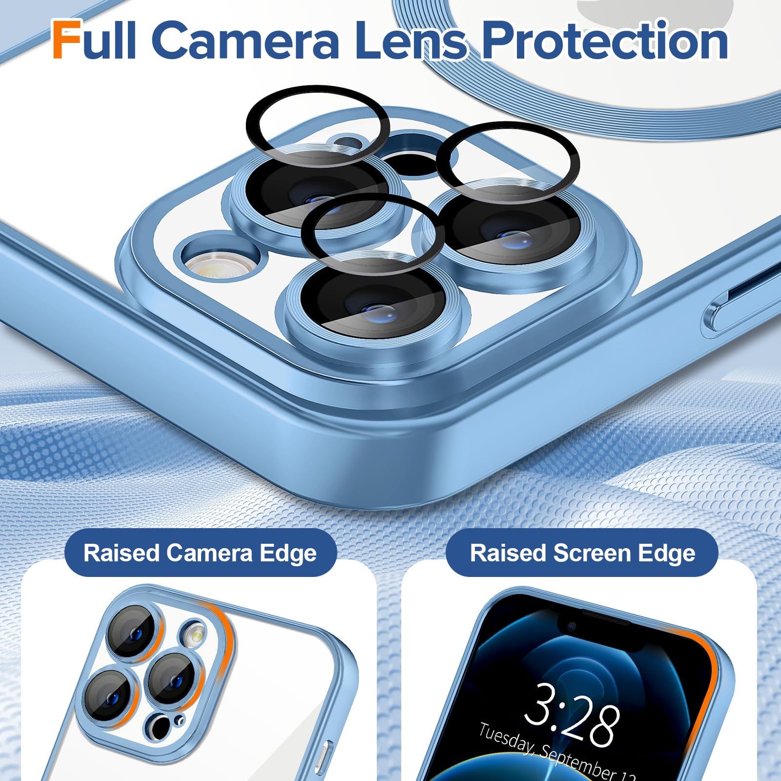 Hython Magnetic Clear Case For Iphone 12 Pro Case With Camera Lens Protector [Compatible With Magsafe] Luxury Plating Edge Slim