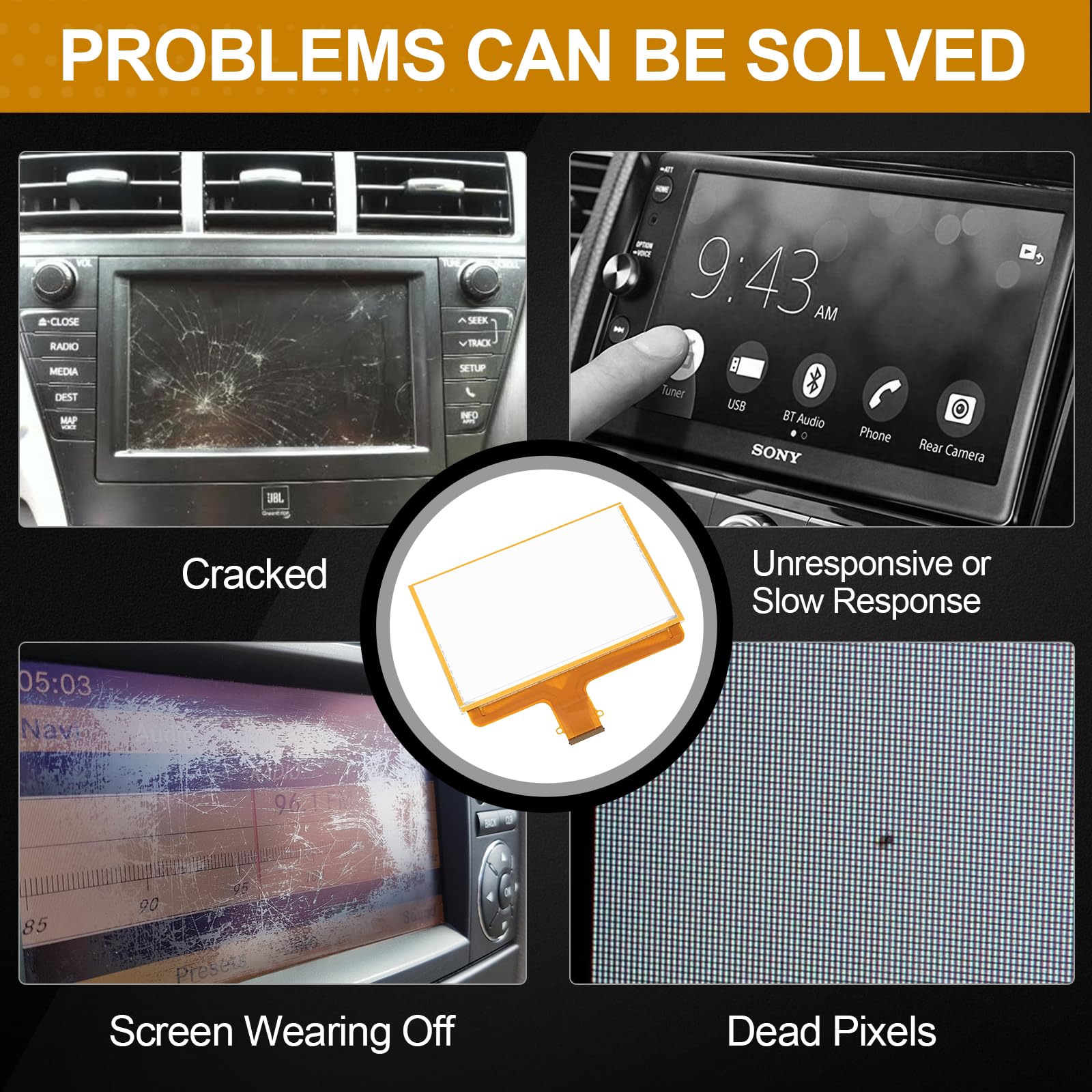 Autobaba 8'' 55 Pin Touch Screen Glass Digitizer Compatible With 2015 2018 Chevrolet Silverado Suburban Tahoe & Gmc Yukon Sierra