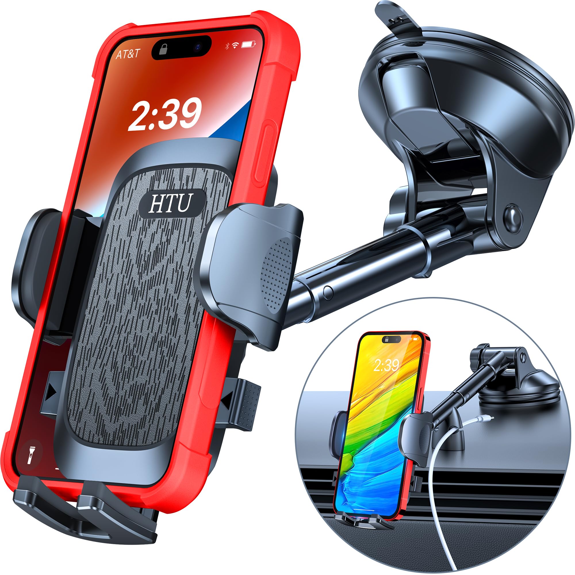Phone Holders For Your Car [88 Lbs Super Heavy Duty] Suction Cup Phone Holder Windshield/Dashboard/Window, Universal Car Phone H