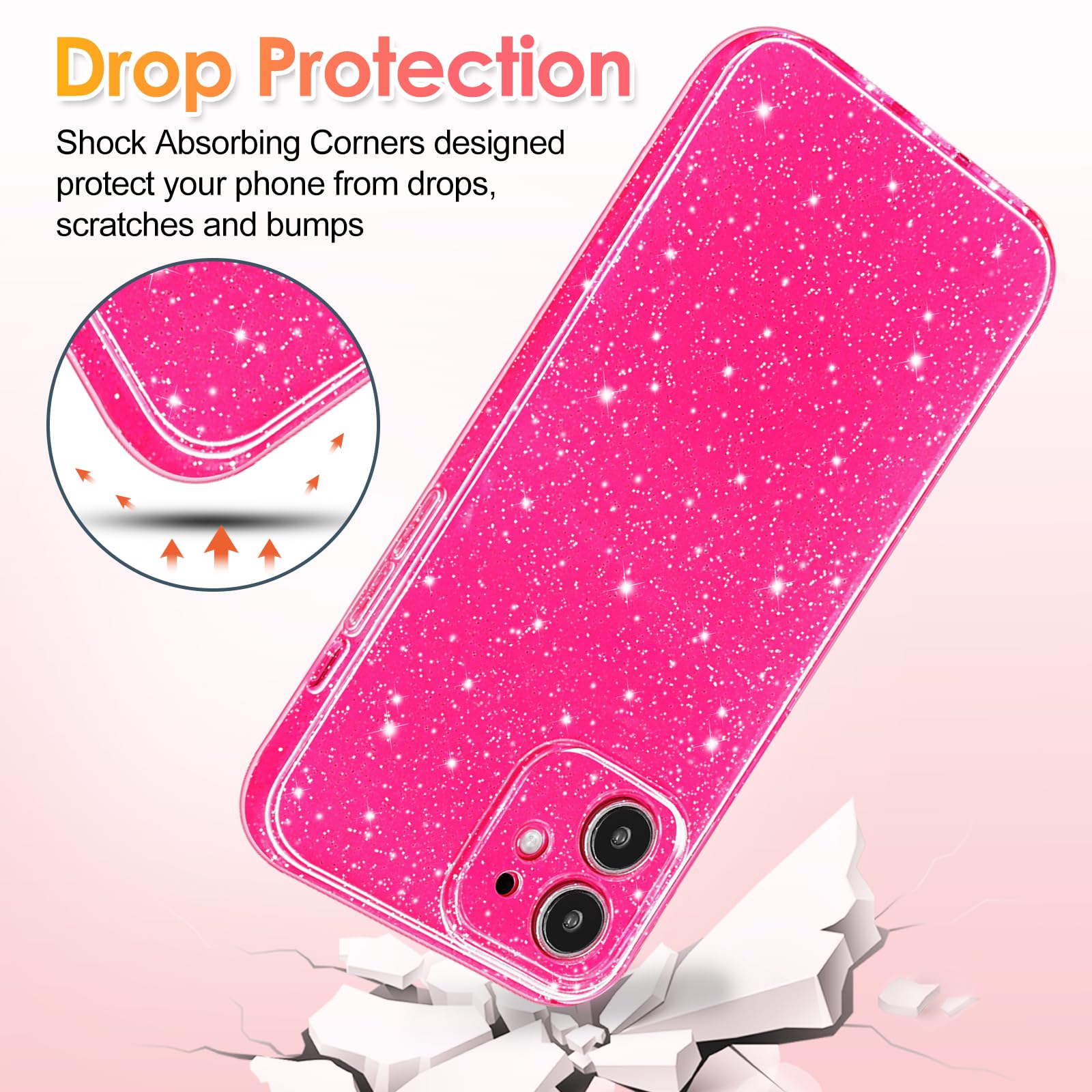 Hython Case For Iphone 11 Case Glitter Cute Sparkly Shiny Bling Sparkle Phone Cases 6.1'', Thin Slim Fit Soft Tpu Bumper Shockpr