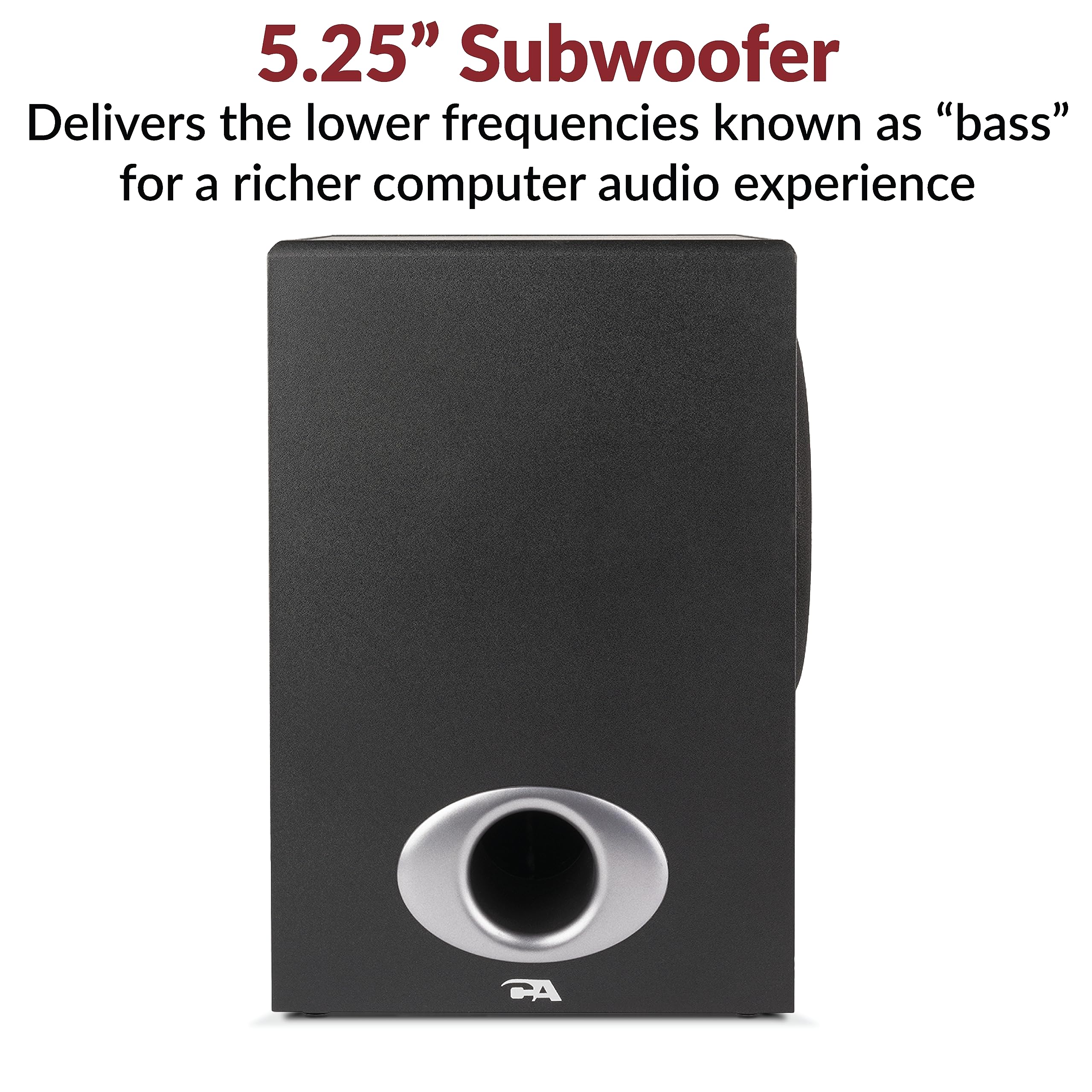 Cyber Acoustics Ca-3810 2.1 Multimedia Speaker System With Subwoofer, 80 Watts Peak Power, Strong Bass, Perfect For Music, Movie