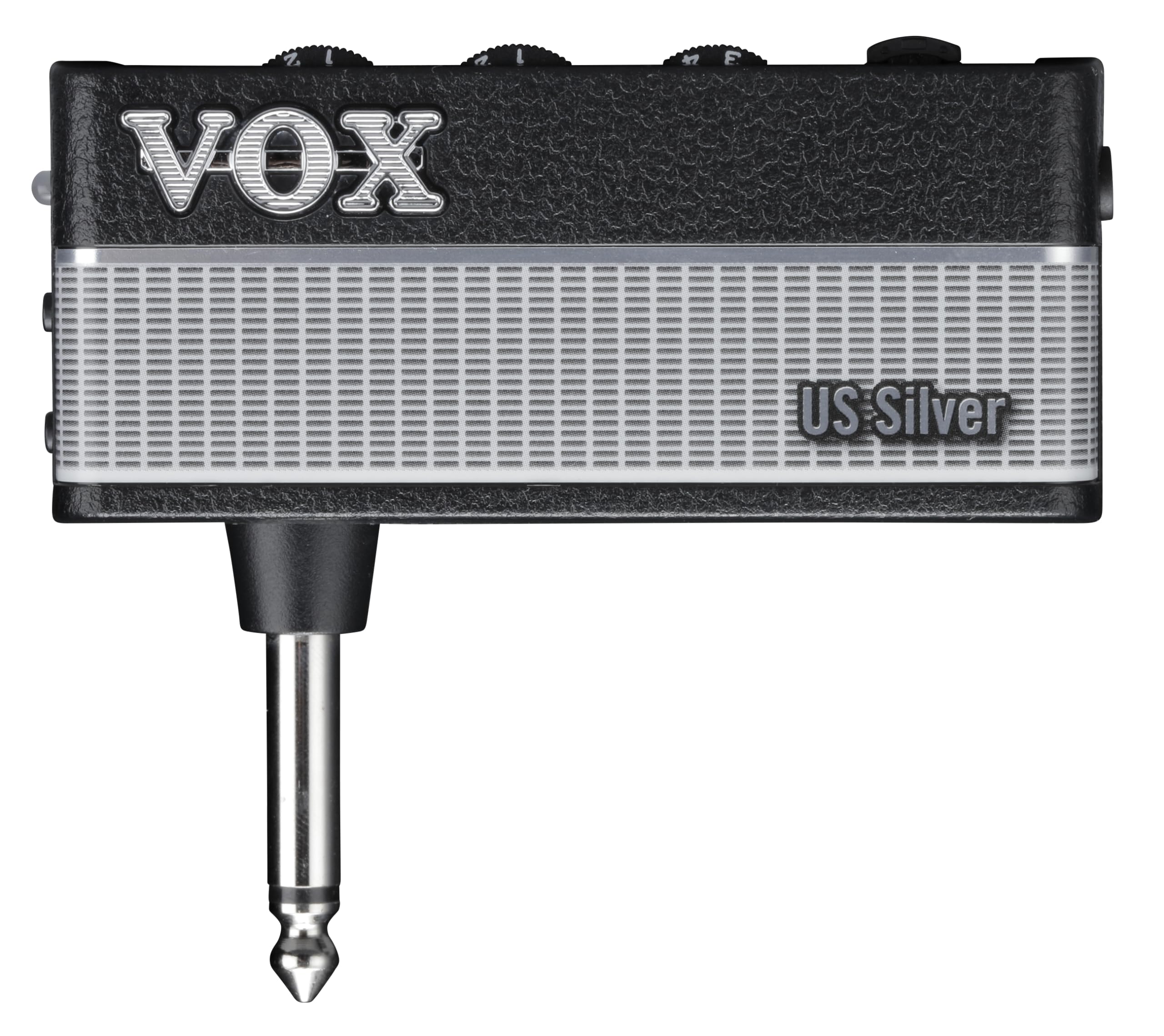Vox amPlug 3 US Silver Headphone Guitar Amplifier w/ 2 Channels, Stereo Effects, Built-in Rhythms, and Aux in Jack