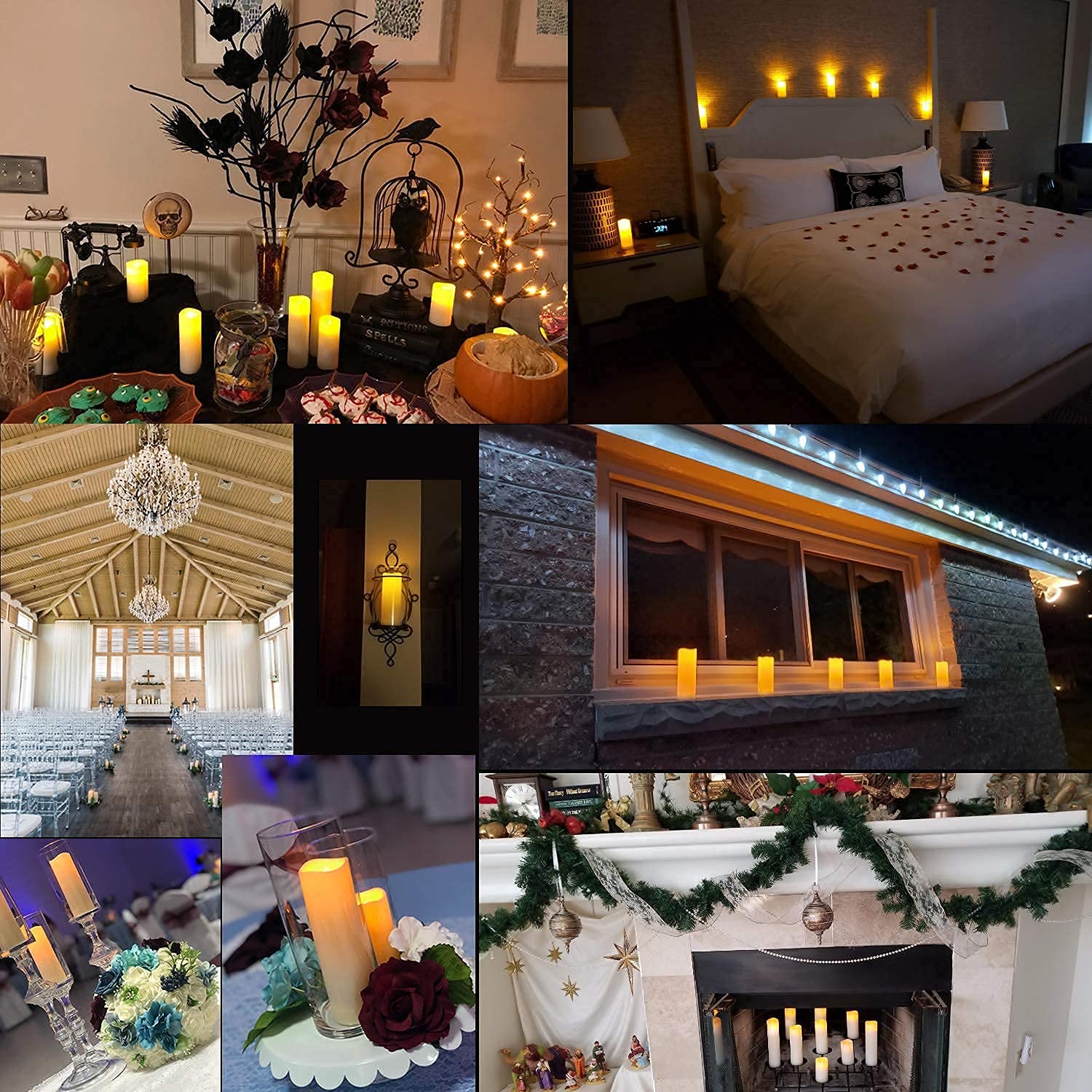 Enido Flameless Waterproof Led Candles, Battery Operated With 10 Key Remotes And Cycling 24 Hours Timer For Outdoor, Indoor, Wed