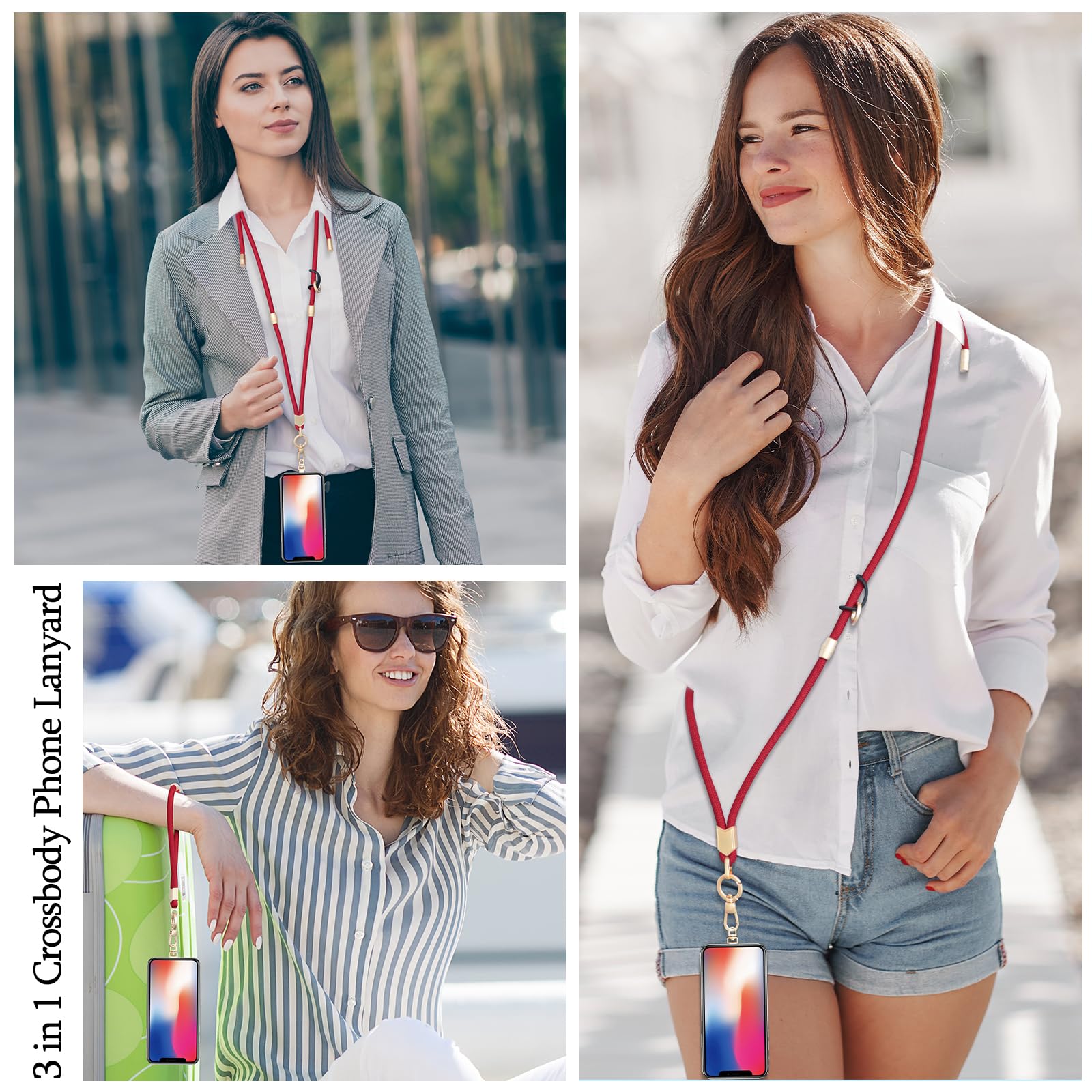 Yiflin 3-In-1 Phone Lanyard,Adjustable Phone Strap Crossbody With Phone Tether Tab, Neck&Wrist Strap In 1 Compatible With Most S