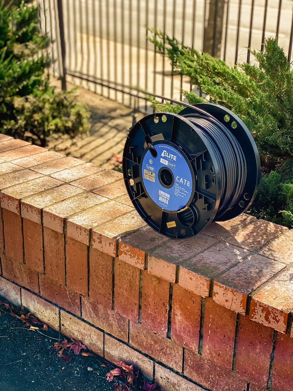 Elite Cat8 250Ft Outdoor/Indoor Cable, Uv Resistant, 40Gb, 2000Mhz, Cmr/Riser + Uv/Outdoor, High Speed, Pure Solid Copper, Easy