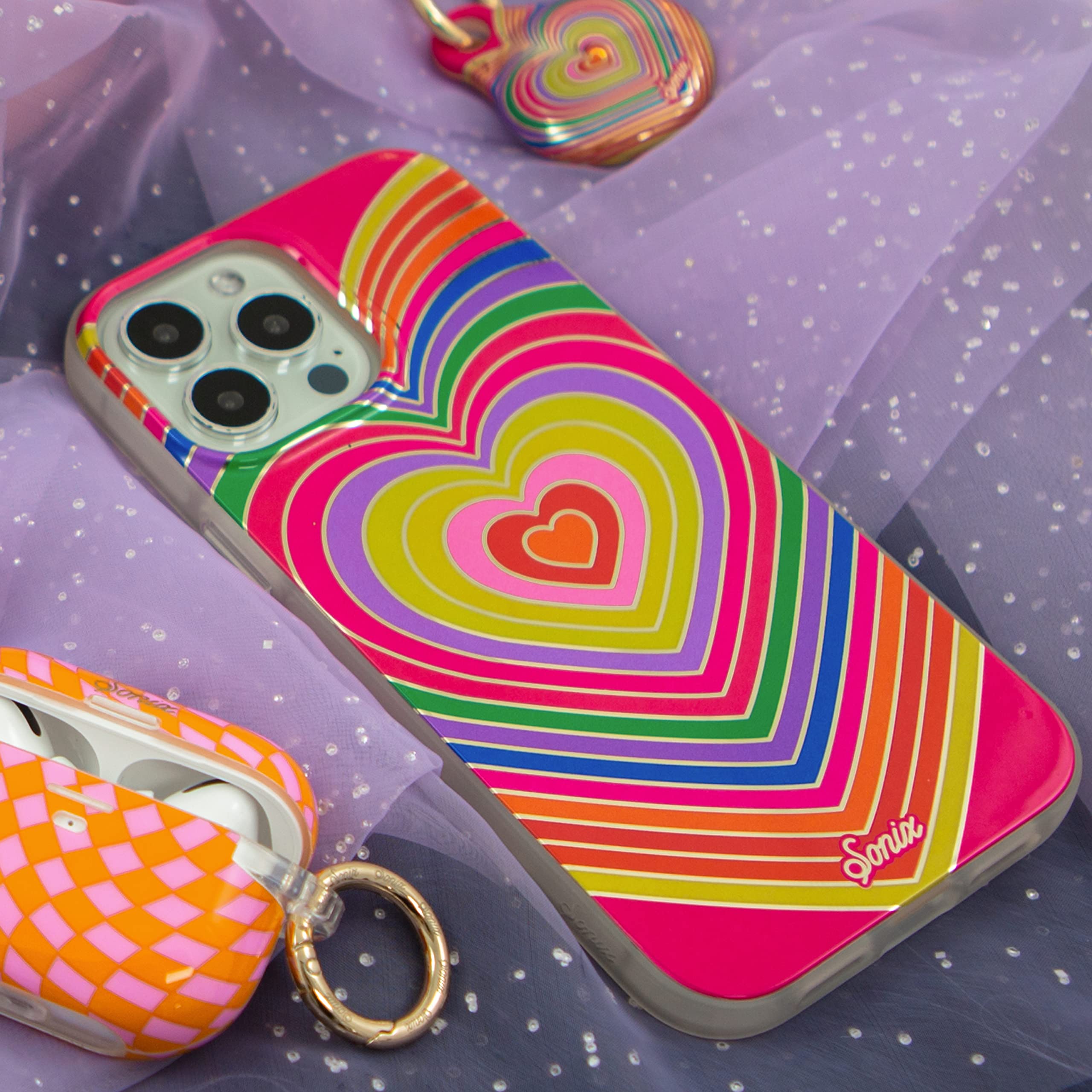 Sonix Case For Iphone 14 Pro | Compatible With Magsafe | 10Ft Drop Tested | Rainbow Hearts