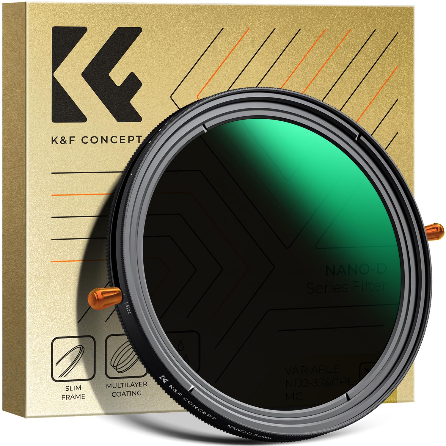 K&F Concept 55Mm Variable Nd2 32 Optical Glass Neutral Density Polarizer Filter With Putter Frame