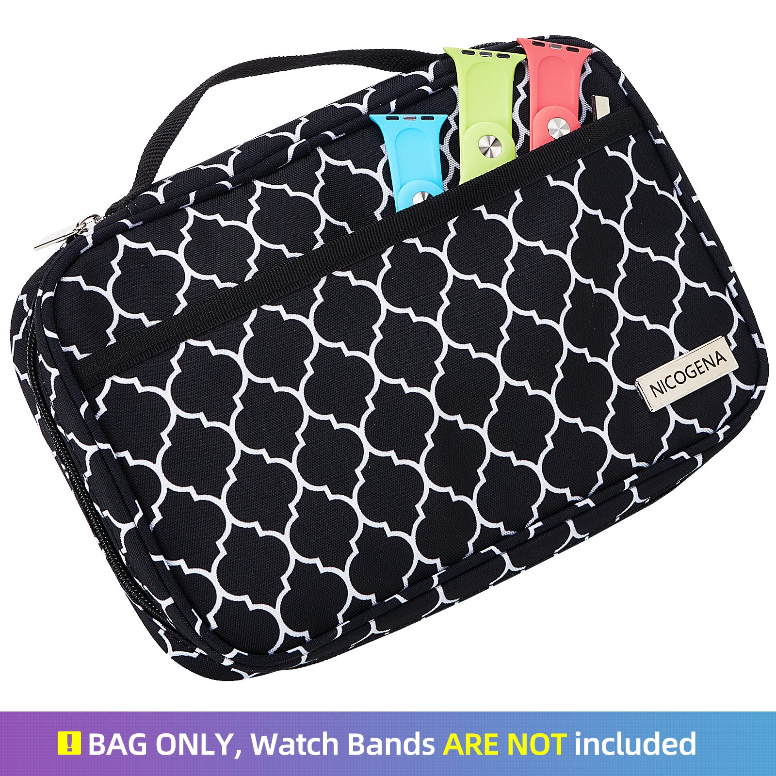 Nicogena 32 Watch Bands Case, Compatible With Apple, Straps Organizer And Accessories Storage Holder, Lantern Black(Bag Only)