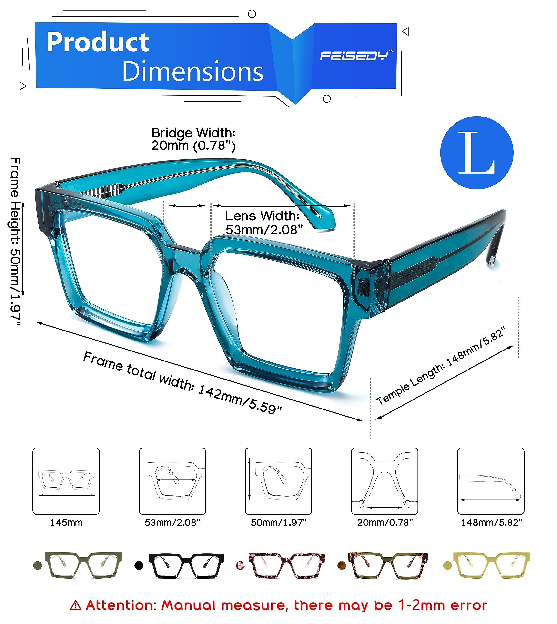 Feisedy Blue Light Blocking Glasses For Women Men Tr Retro Square Anti Eyestrain Glasses Rectangle Chic Look Frame B0037