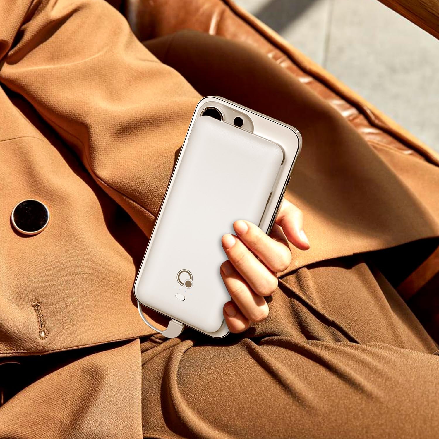 Q 10000Mah Power Bank, Slim Portable Charger,4 Output External Battery Pack With Built In Ac Wall Plug Micro Usb C Three Cables