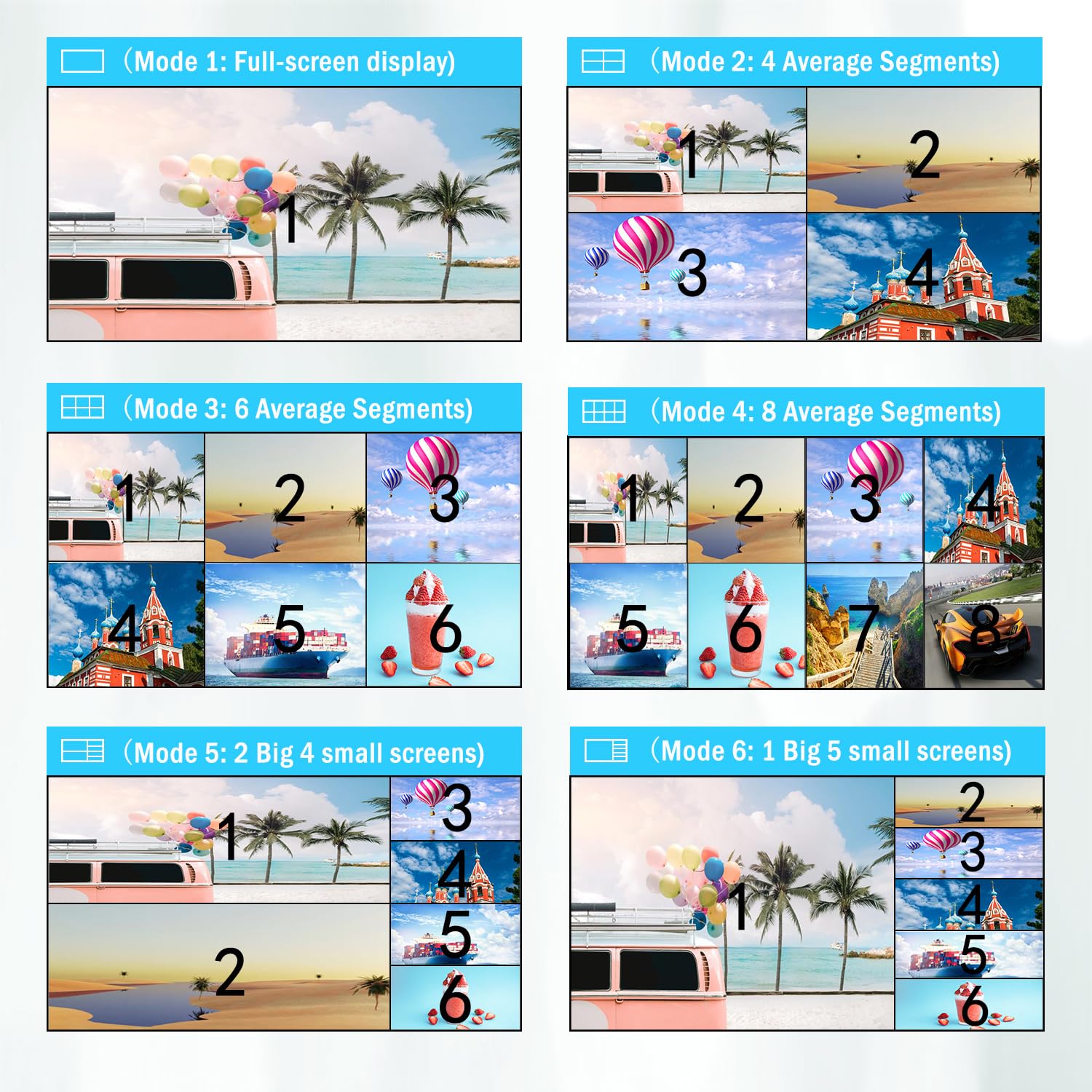 Hdmi Multiviewer 8X1 With Kvm Function, 4K@30Hz Hdmi Quad Multiviewer Share 8 Computers Simultaneously, Allowing Them To Share A