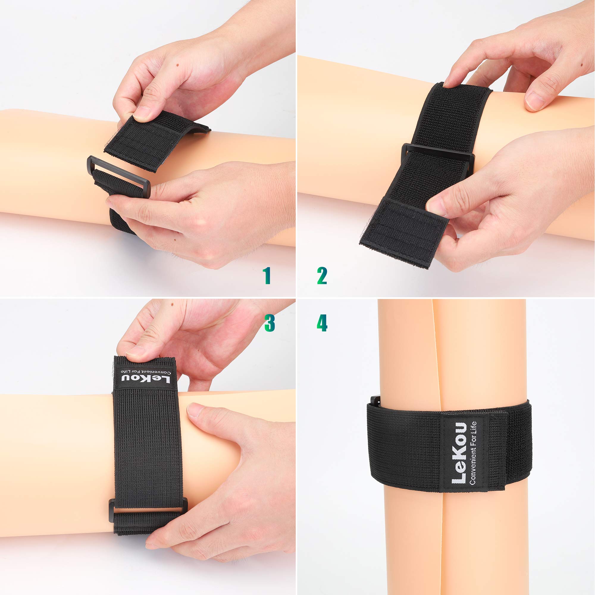 Lekou Elastic Cinch Straps Black 2'' X 18'' (8 Pack), Stretchy Hook And Loop Storage Straps Hook And Loop Cinch Strap With Buckl