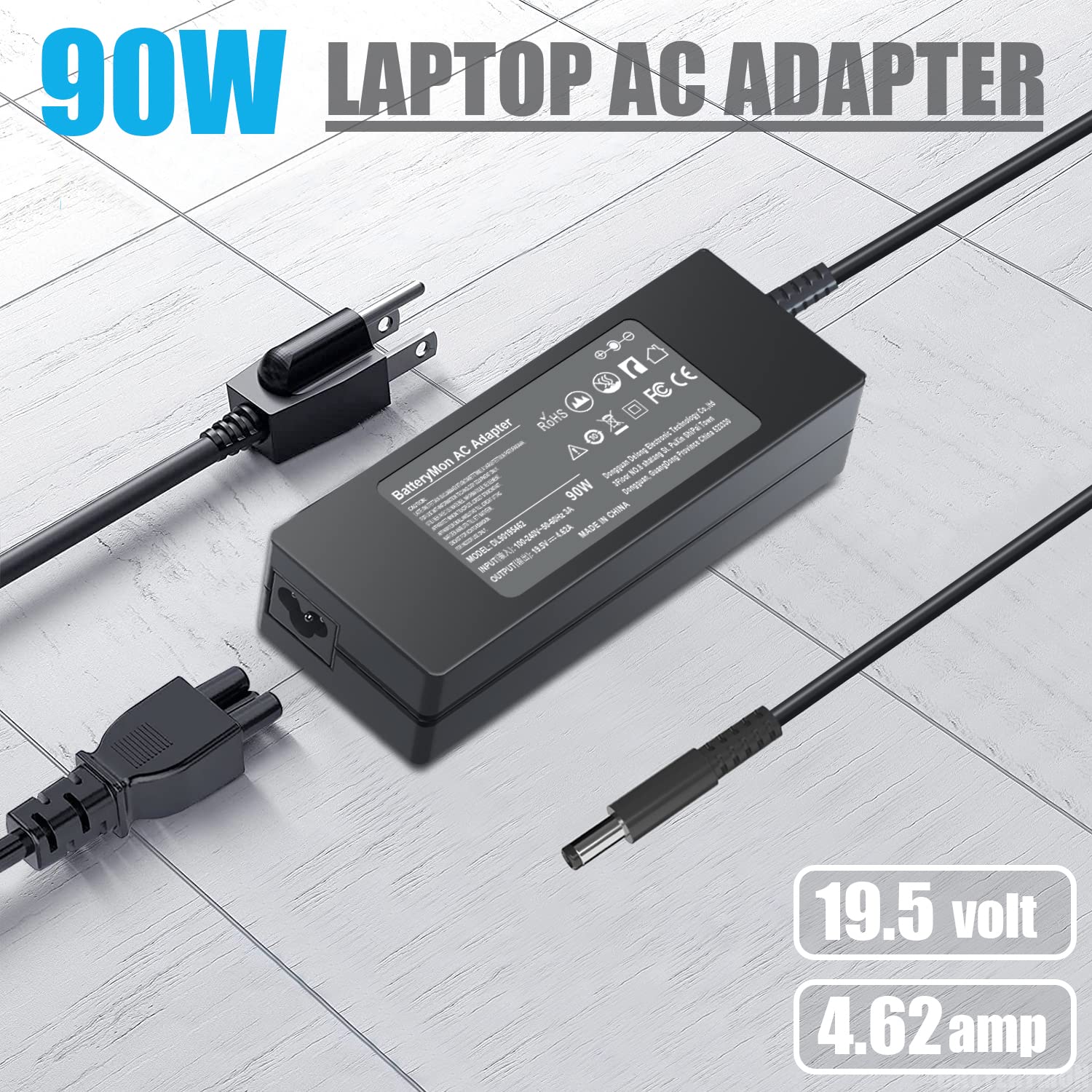 Batterymon 90W Optiplex Charger For Dell Optiplex 3060 7070 7040 9020 9010 7090 7050 3090 3080S 3070 3050 3040 3046 3020 7060 Micro Desktop Computer Ac Adapter Fit 65W Dell Optiplex Power Supply Cord