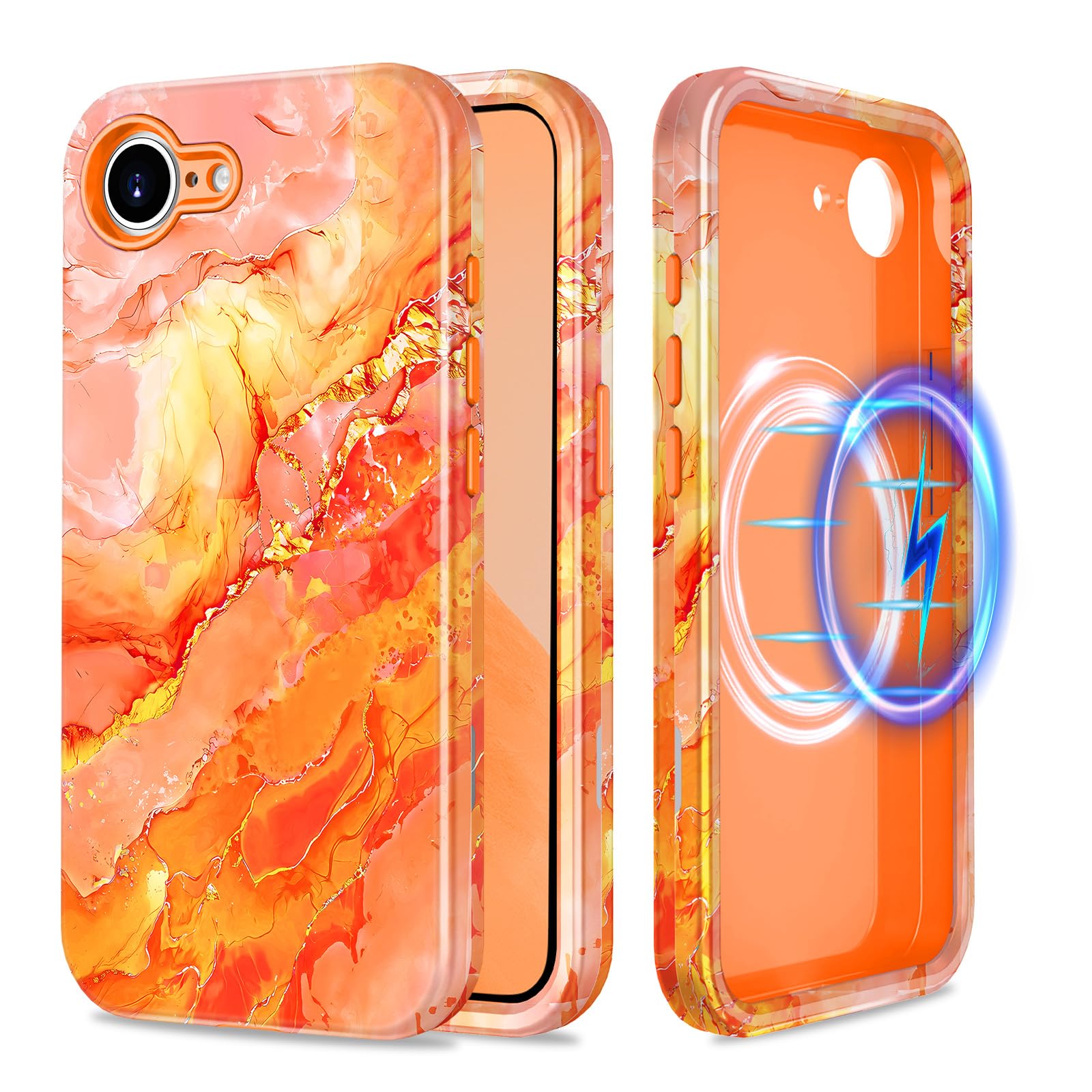 Casetego for iPhone 16e Case,Compatible with MagSafe,[Military Grade Drop Test] Full Body Protection Slim Shockproof Rugged Marb