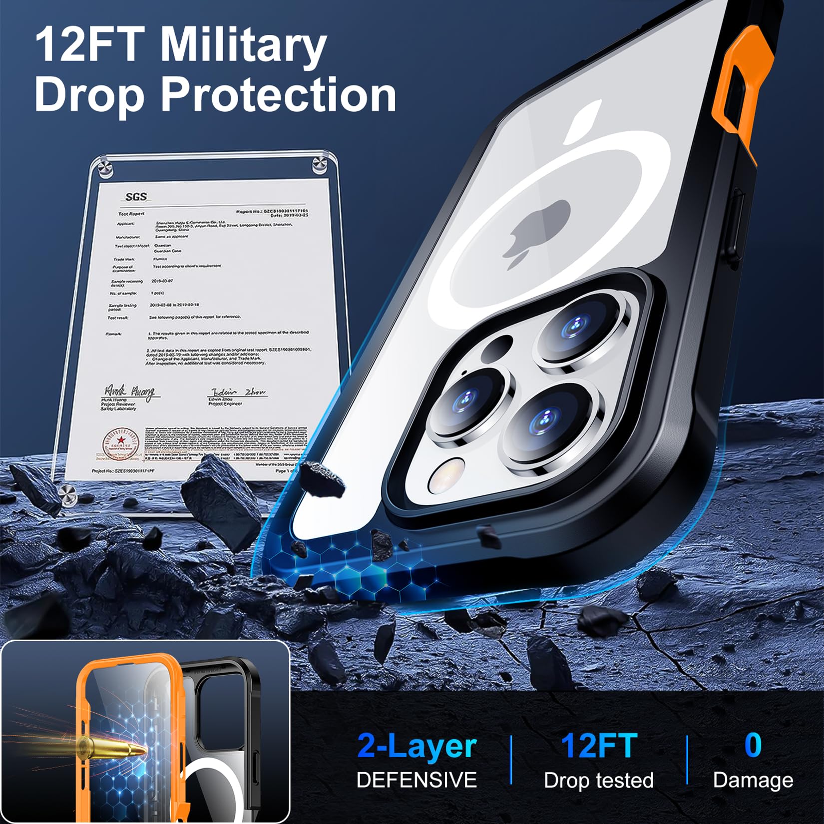 Red2Fire Designed For Iphone 16 Pro Case,[Built In 9H Tempered Glass Screen Protector][Compatible With Magsafe][360 Full Body] [