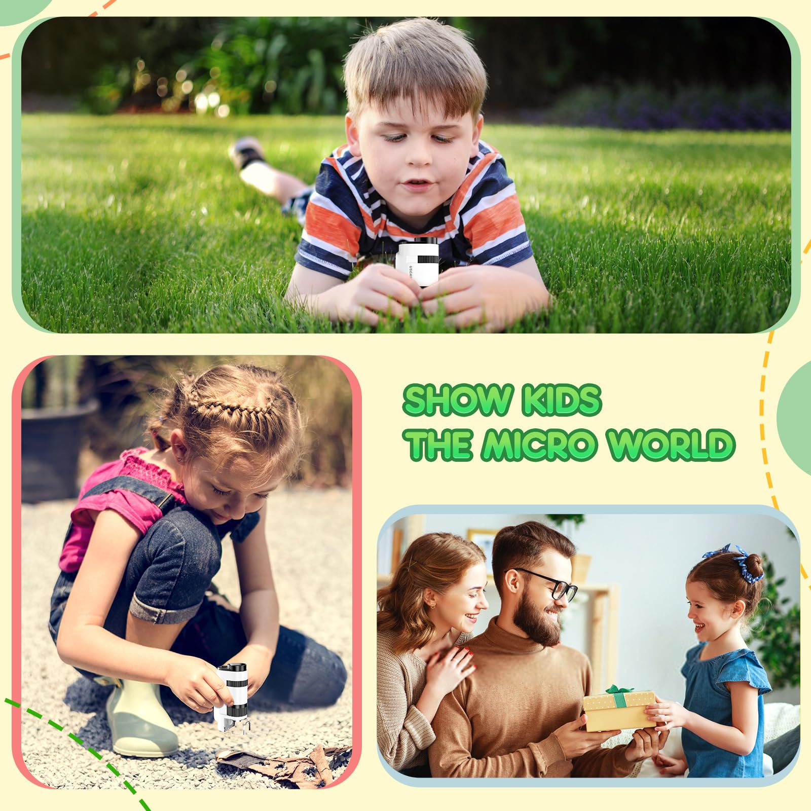 Pocket Microscope For Kids And Adults   135X Mini Microscope, Portable Handheld Minimicroscope With 5 Microscope Slides, Perfect