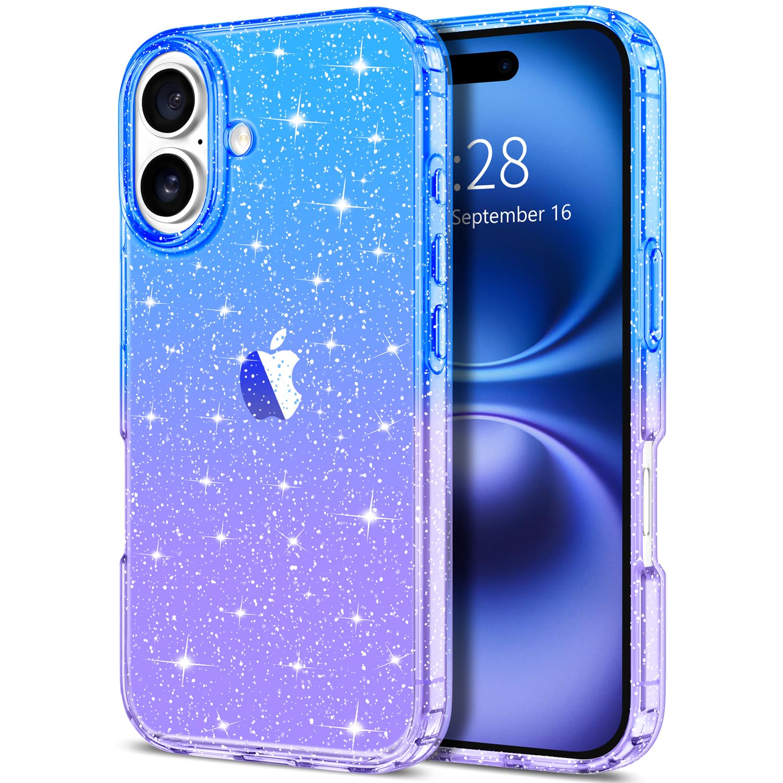 Hython Case For Iphone 16 Plus Case Glitter, Clear Glitter Sparkly Shiny Bling Sparkle Cute Cover, Anti Scratch Soft Tpu Slim Fi