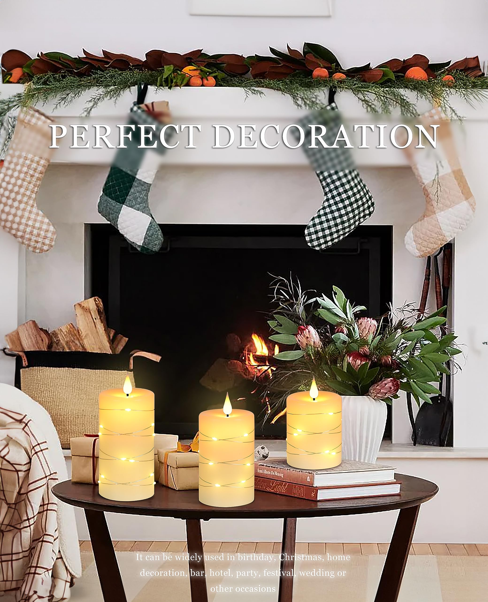 Fanzir Flameless Candles With Remote, Battery Operated Candles Led Candles With String Lights Flickering Candles With Timer, 4?