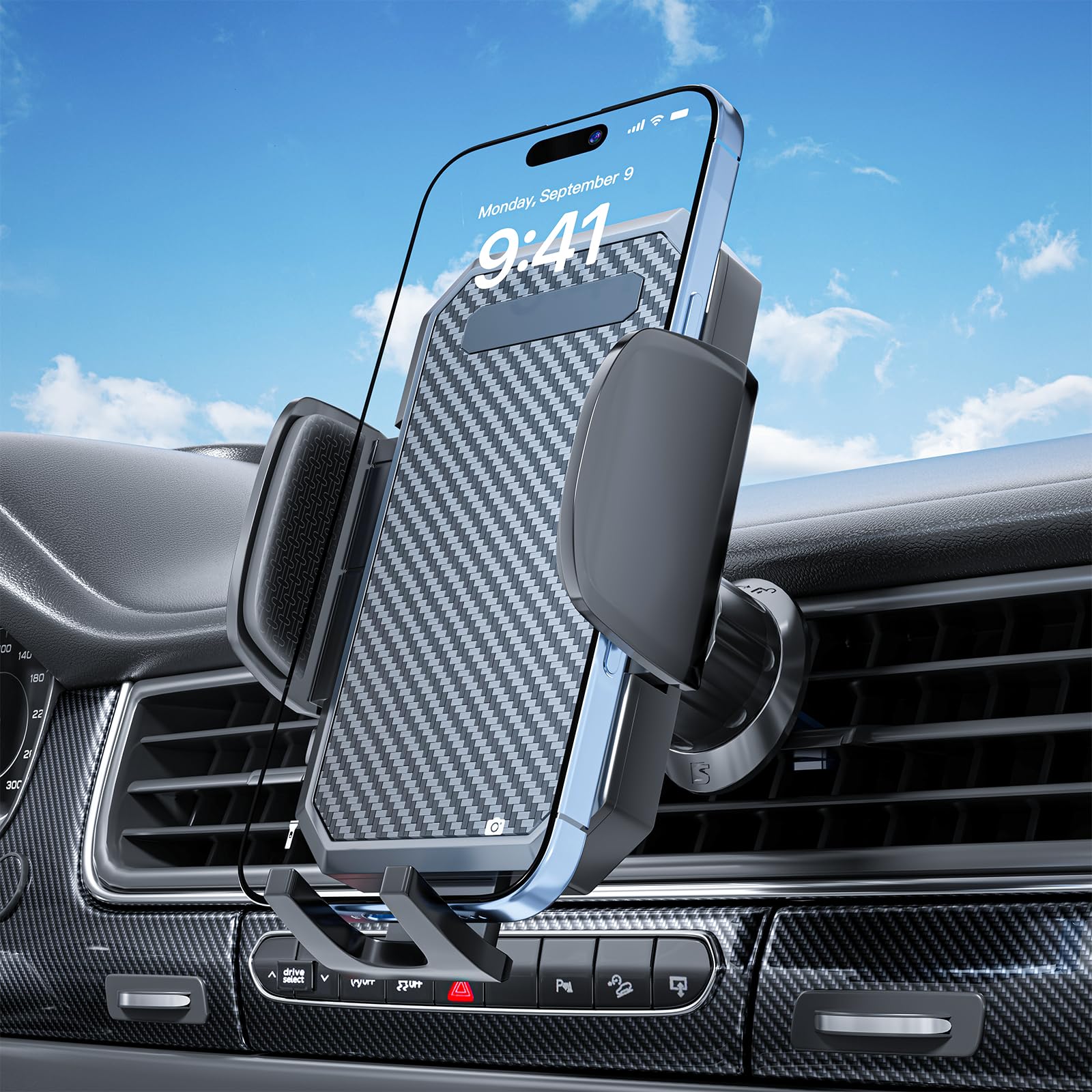 Fbb Phone Mount For Car, Air Vent Car Phone Holder With Metal Hook, One Handed Operation 360 Rotation Cradle Compatible With 4 7