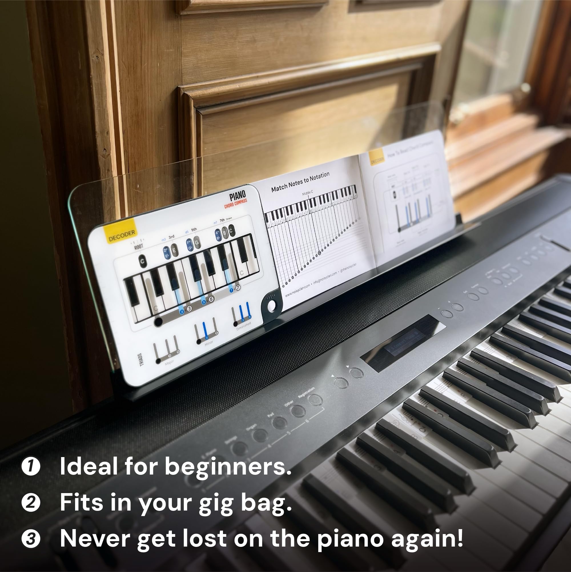Noisy Clan Piano Chord Compass - Beginner Keyboard Chord Tool, Plastic, White, Model: Piano Compass Solo