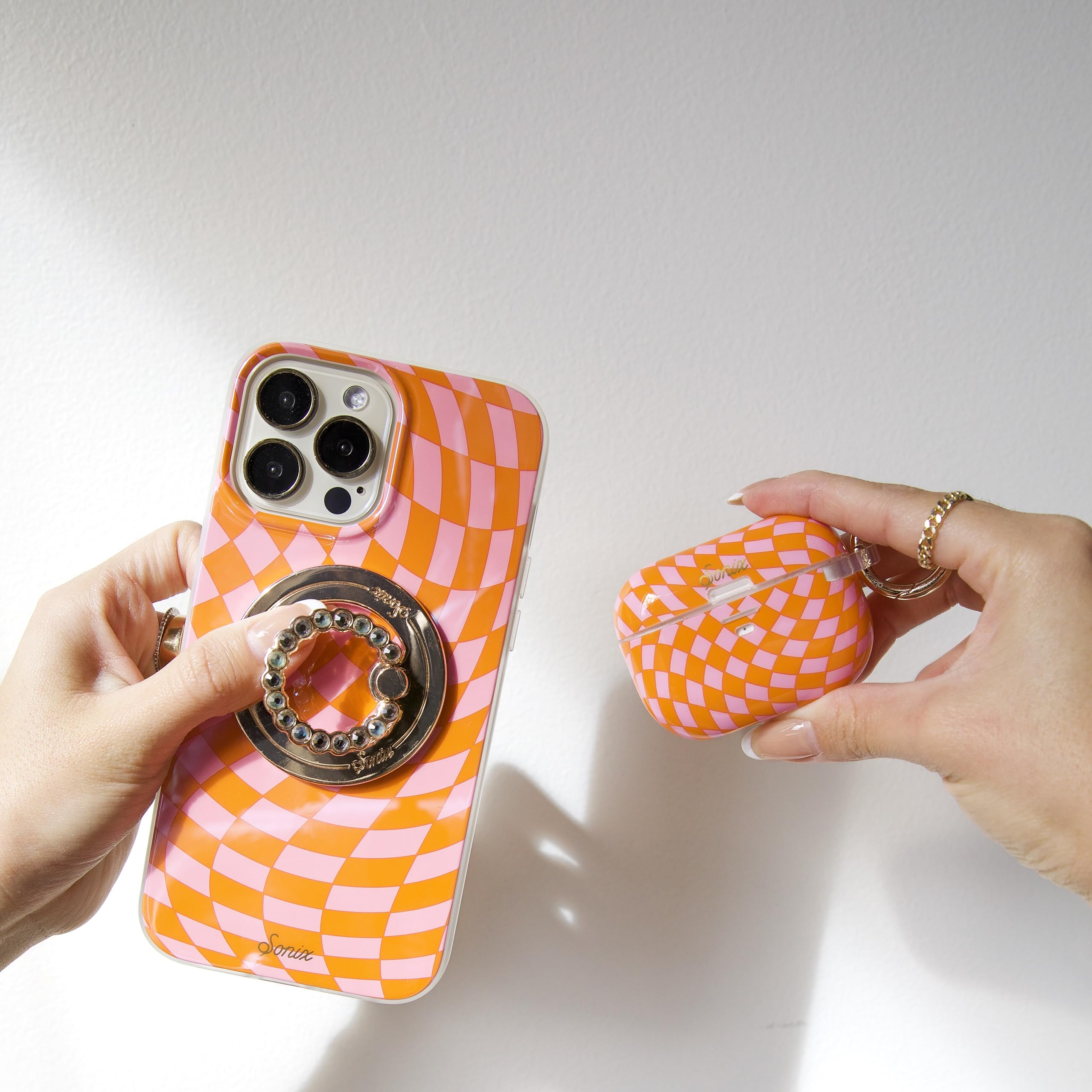 Sonix Case For Iphone 15 Pro Max | Compatible With Magsafe | 10Ft Drop Tested | Checkered | Checkmate Pink