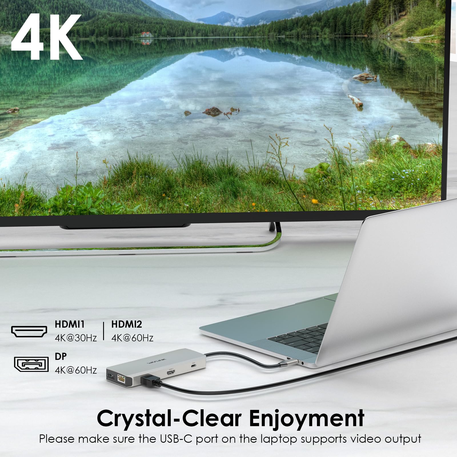 Wavlink Usb C Docking Station Dual Monitor, Usb C Hub Laptop Triple Display, Usb C To 2 Hdmi,Displayport, Pd Charging,Ethernet,5 Usb,Sd/Tf Card Reader,Audio For Macbook, Dell, Hp, Lenovo, Surface