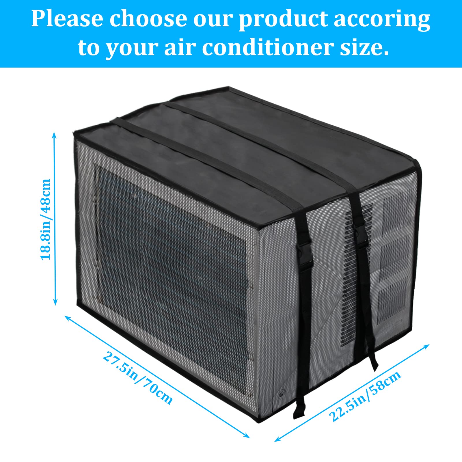 Luxiv Newest Design Mesh Window Air Conditioner Cover Outdoor, Support Window Ac Unit Work Use For Outside Window Ac Cover Black