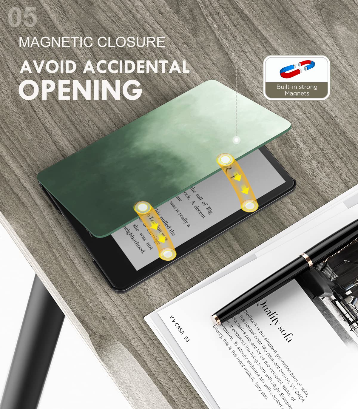 MoKo Protective Case for 6.8' Kindle Paperwhite(11th Gen 2021) & Kindle Paperwhite Signature Edition, Slim Light Shell Cover with Auto Wake/Sleep for Kindle Paperwhite 2021 E Reader, Pine Green