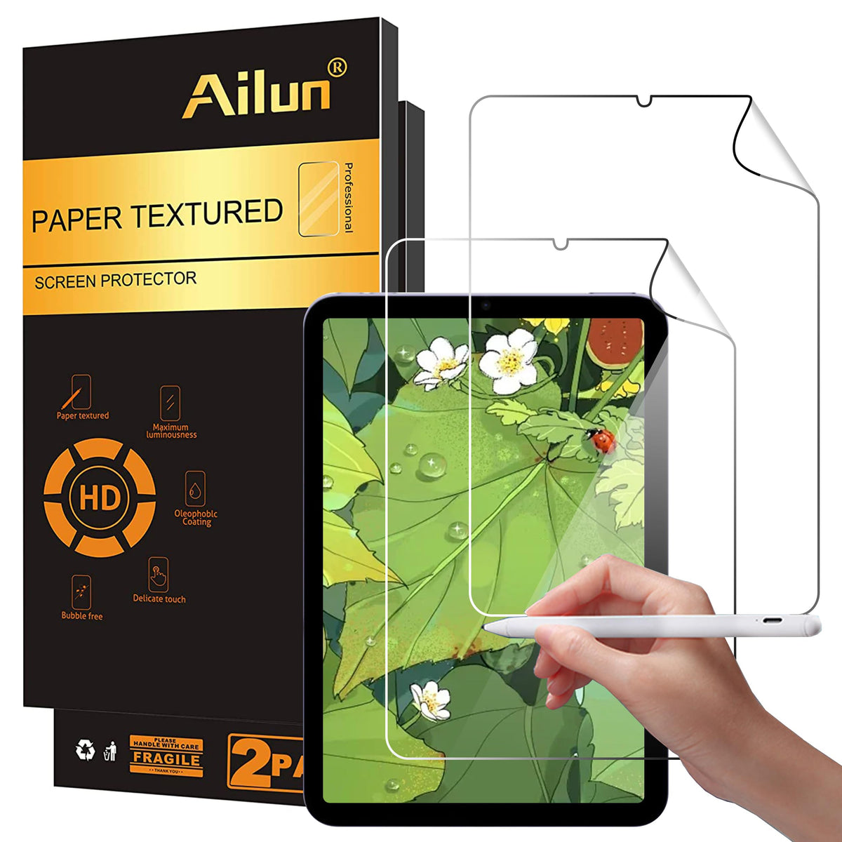Ailun Paper Textured Screen Protector For Ipad Mini 6[8.3 Inch] [2021 Release] 2Pack Draw And Sketch Like On Paper Textured Anti