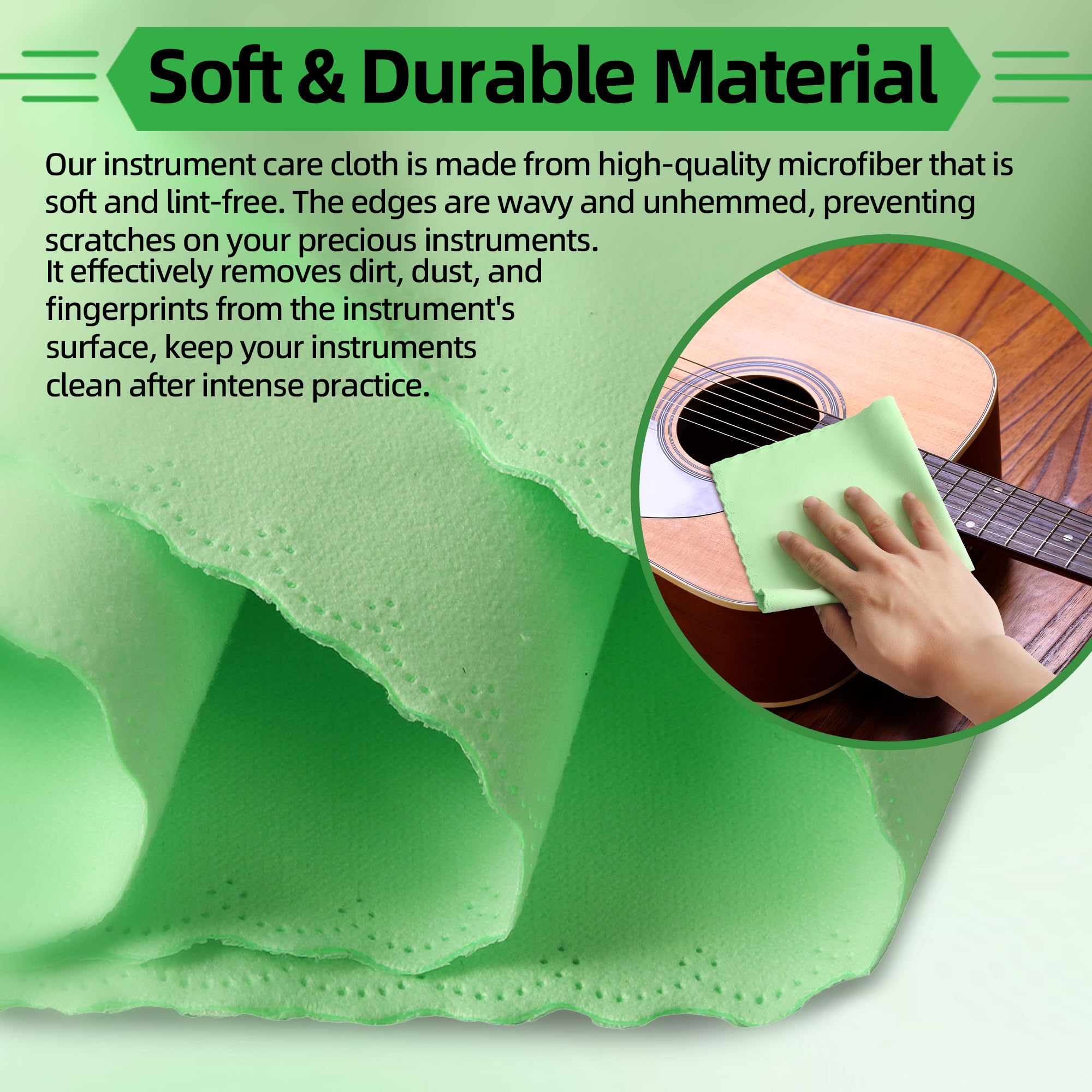 (6 Pack) Calvana 12*12    Violin Cleaning Cloth, Microfiber Polishing Cloth, For Flute, Trumpet, Grand Piano, Electric Guitar, T