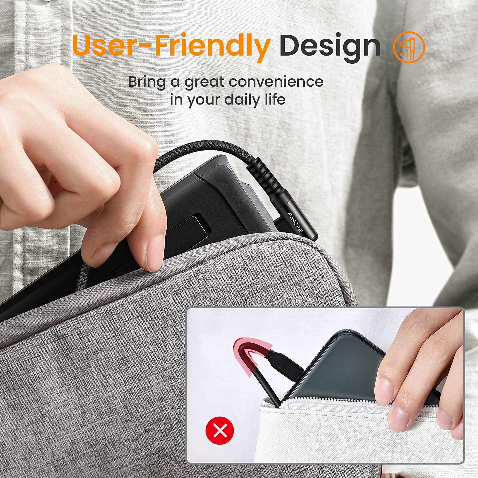 Ainope Usb C Cable Right Angle (2 Pack, 10Ft+10Ft) 3.1A Type C Charger Fast Charging, Resistant Nylon Braided Usb A To Usb C Cha