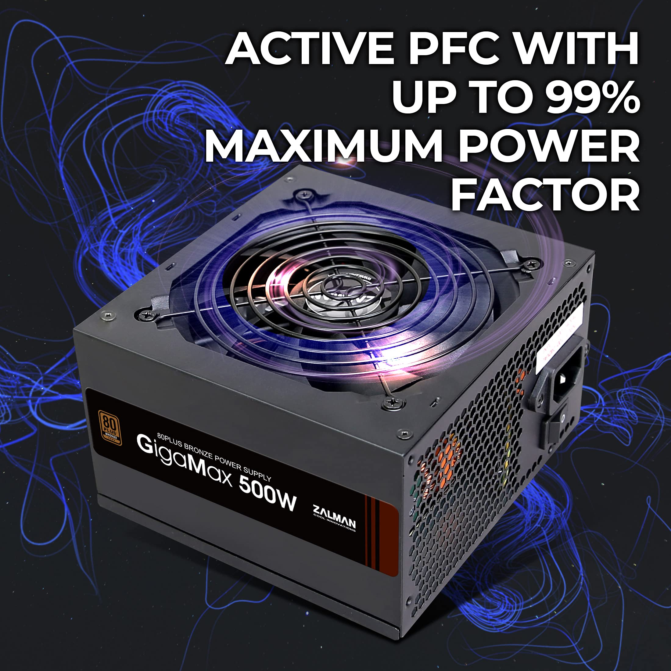 Zalman Gigamax 700W 80 Plus Bronze Certified Low-Noise Atx Power Supply, 105C-Rated Capacitors, +12V Output, Active Pfc, Highly