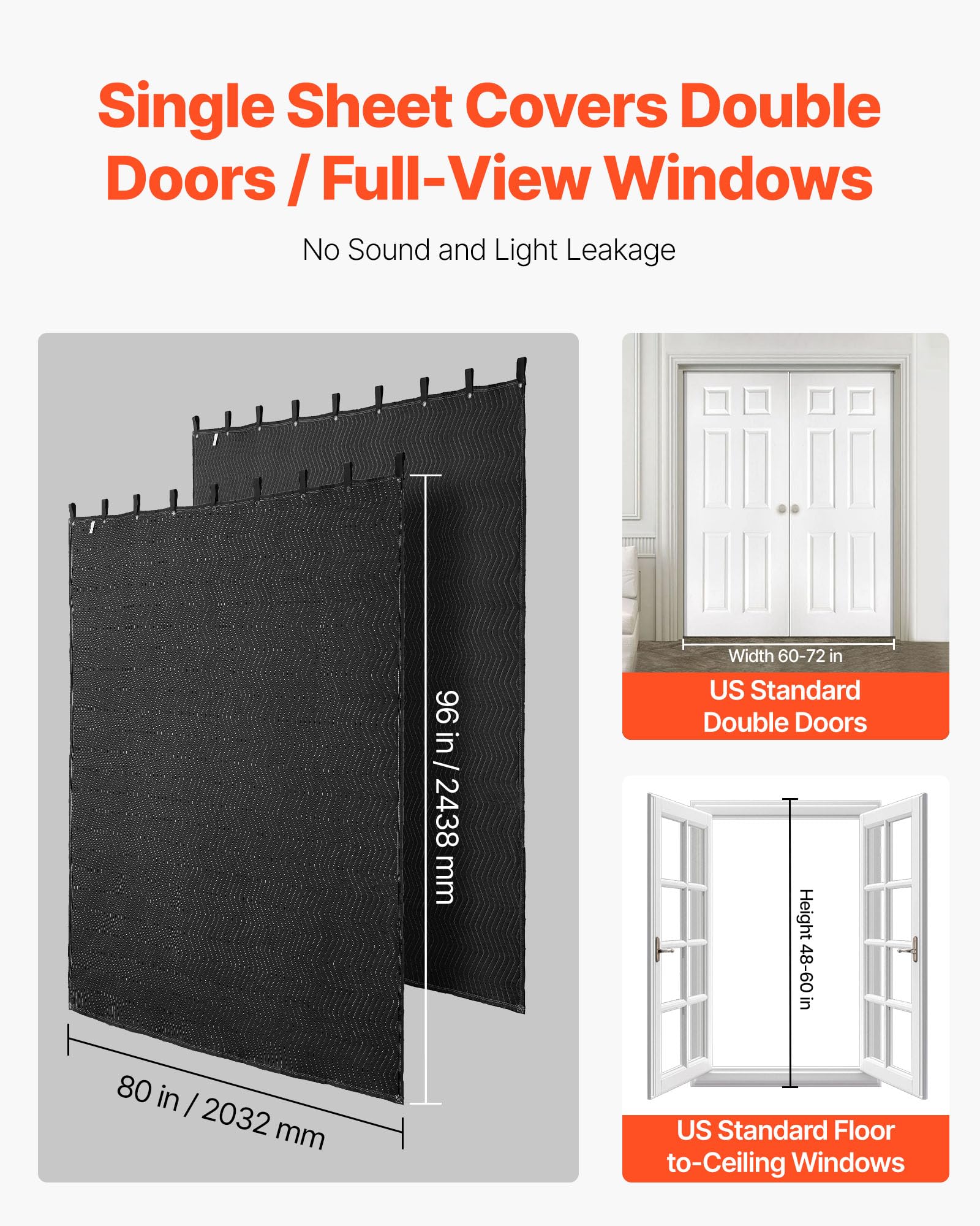 Vevor 2 Pcs Sound Dampening Blankets, Soundproof Curtains With 96 X 80 In, Soundproof Blanket With Grommets, Studio Grommeted Bl