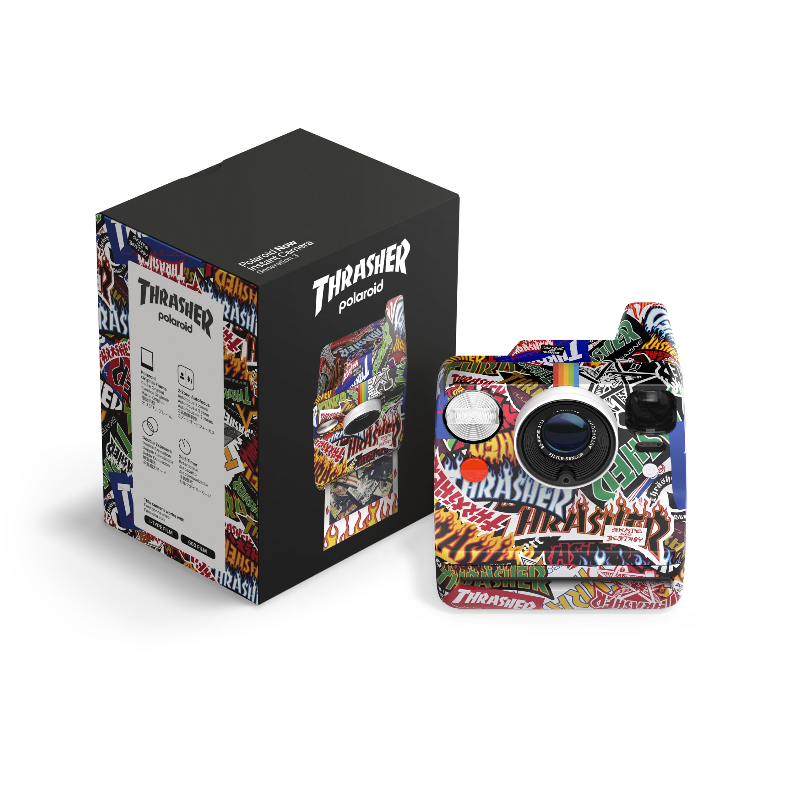 Polaroid Now 3rd Generation I-Type Instant Film Camera - Thrasher Edition - Camera Only No Film (9187)