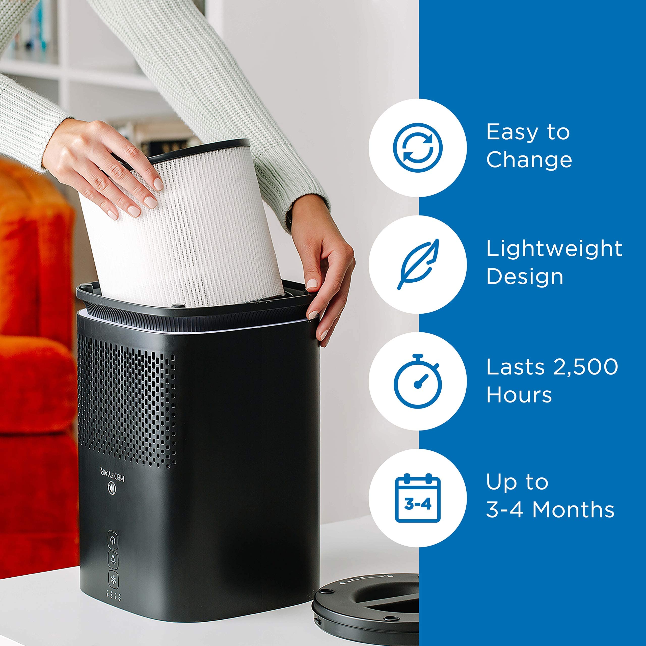 Medify Ma 14 Genuine Replacement Filter | For Allergens, Wildfire Smoke, Dust, Odors, Pollen, Pet Dander | 3 In 1 With Pre Filte