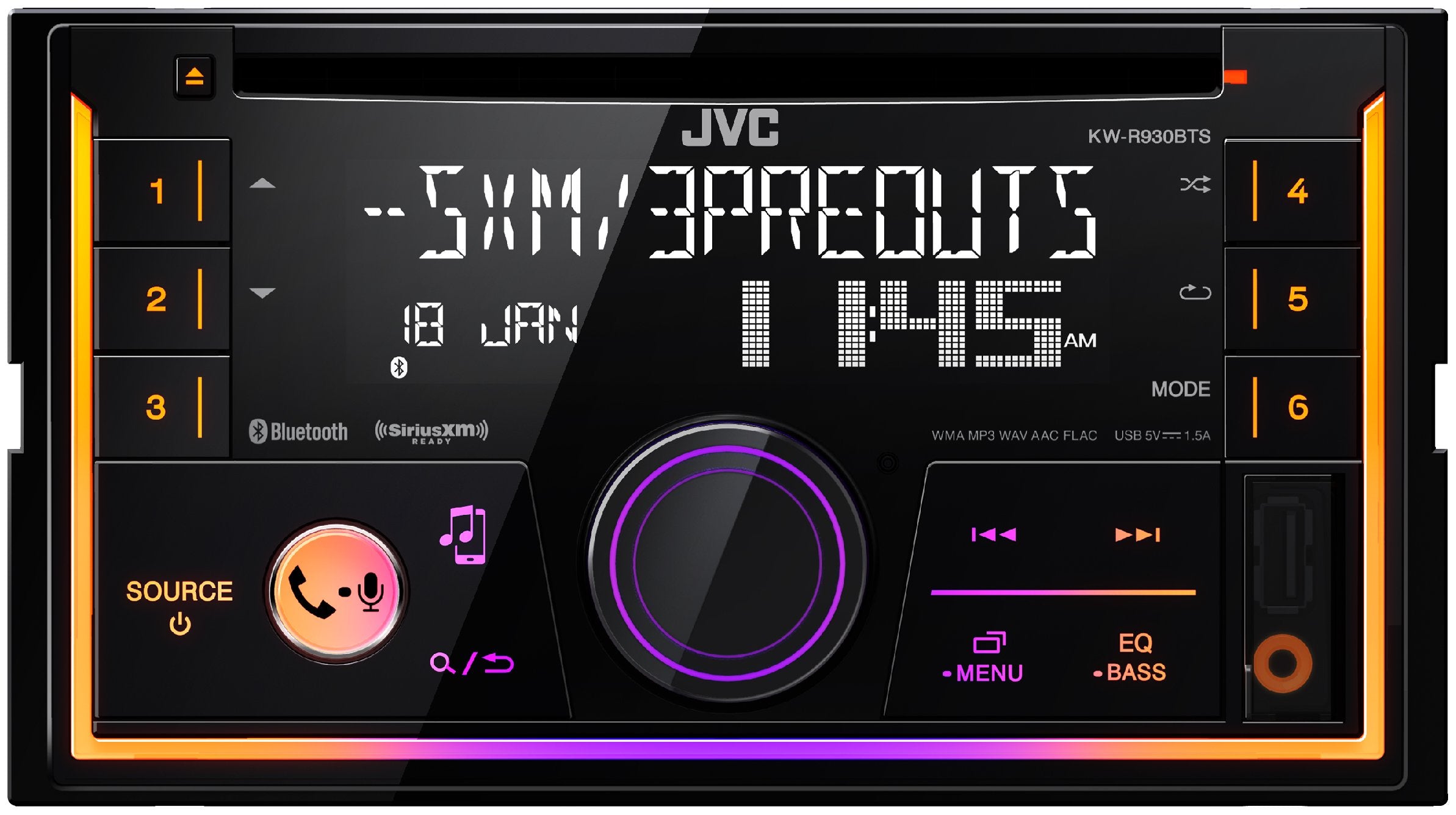 Jvc Kwr930Bt Car Stereo   Double Din, Bluetooth, Cd,Mp3/Usb Am/Fm Radio, Multi Color Illumination